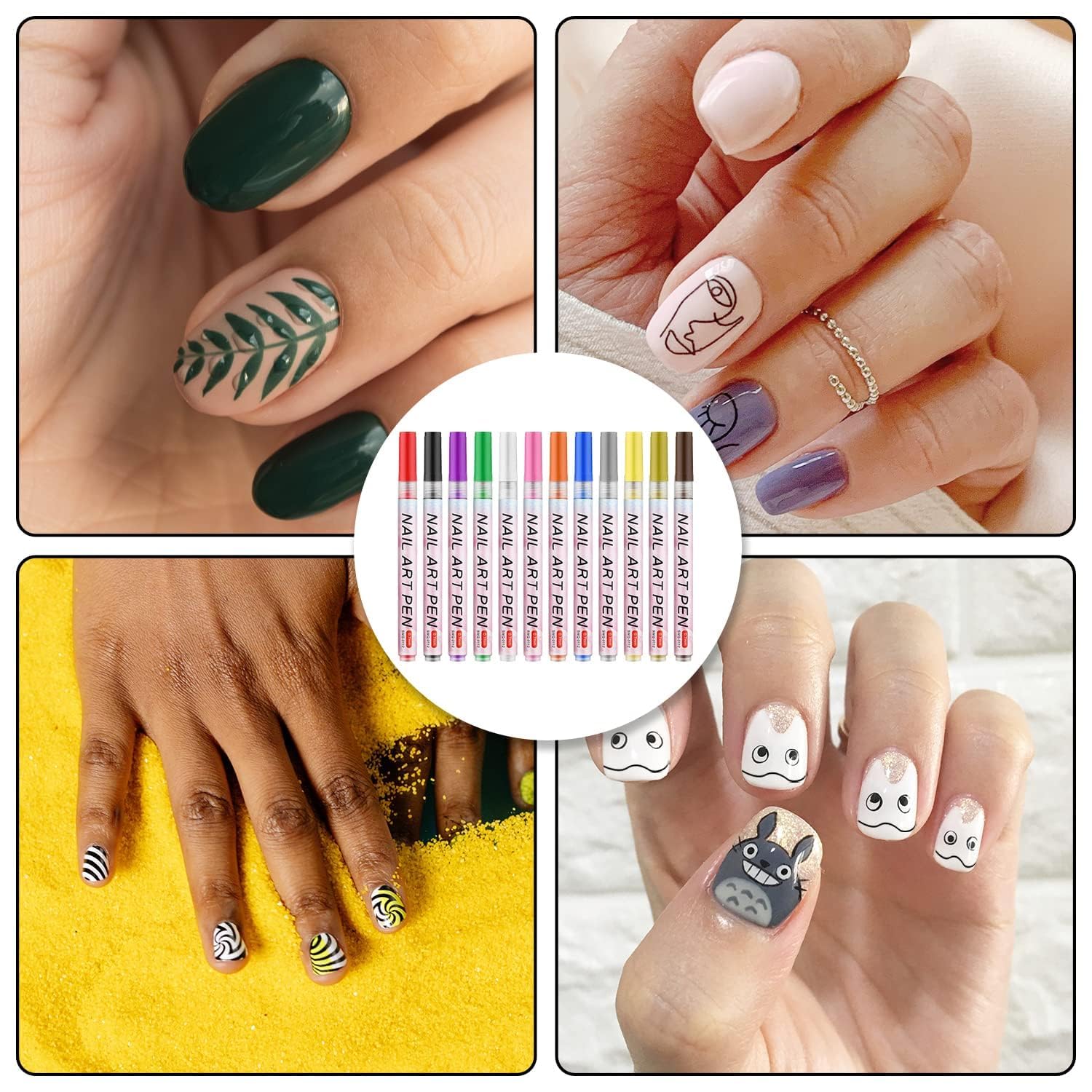3D Nail Art Pens Set - 12pcs 0.7mm Colorful Gel Polish Pens for DIY Manicure & Nail Design