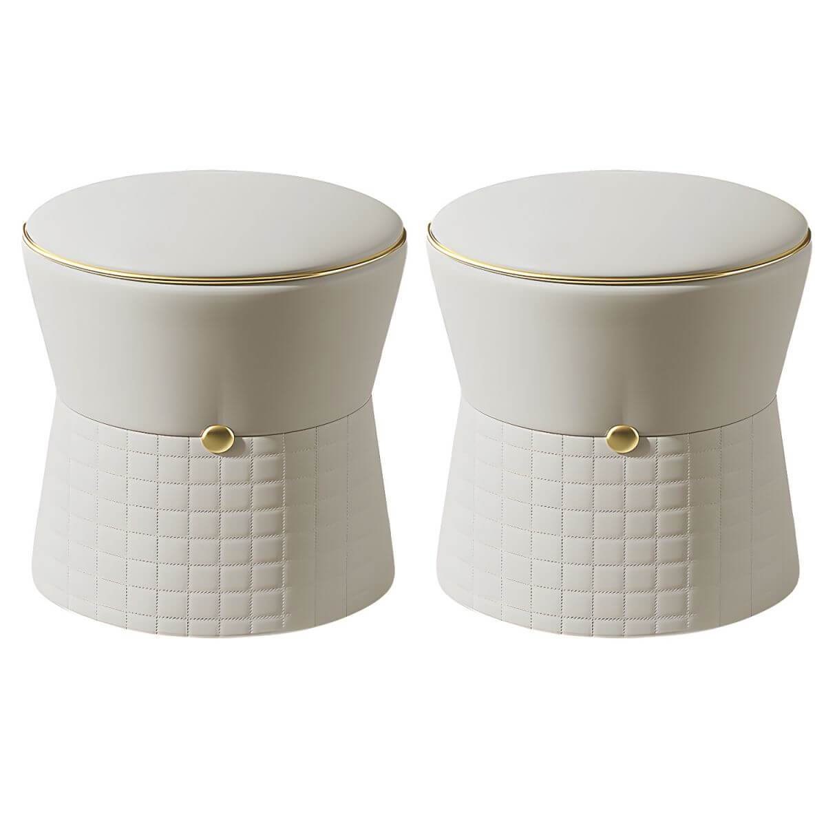 Modern Faux Leather Pouf Ottoman - Unique Shape & Mini Size (35cm x 35cm x 44cm) - Perfect for Living Room, Bedroom & Nursery Decor - Footrest, Seating & Stylish Accent Piece