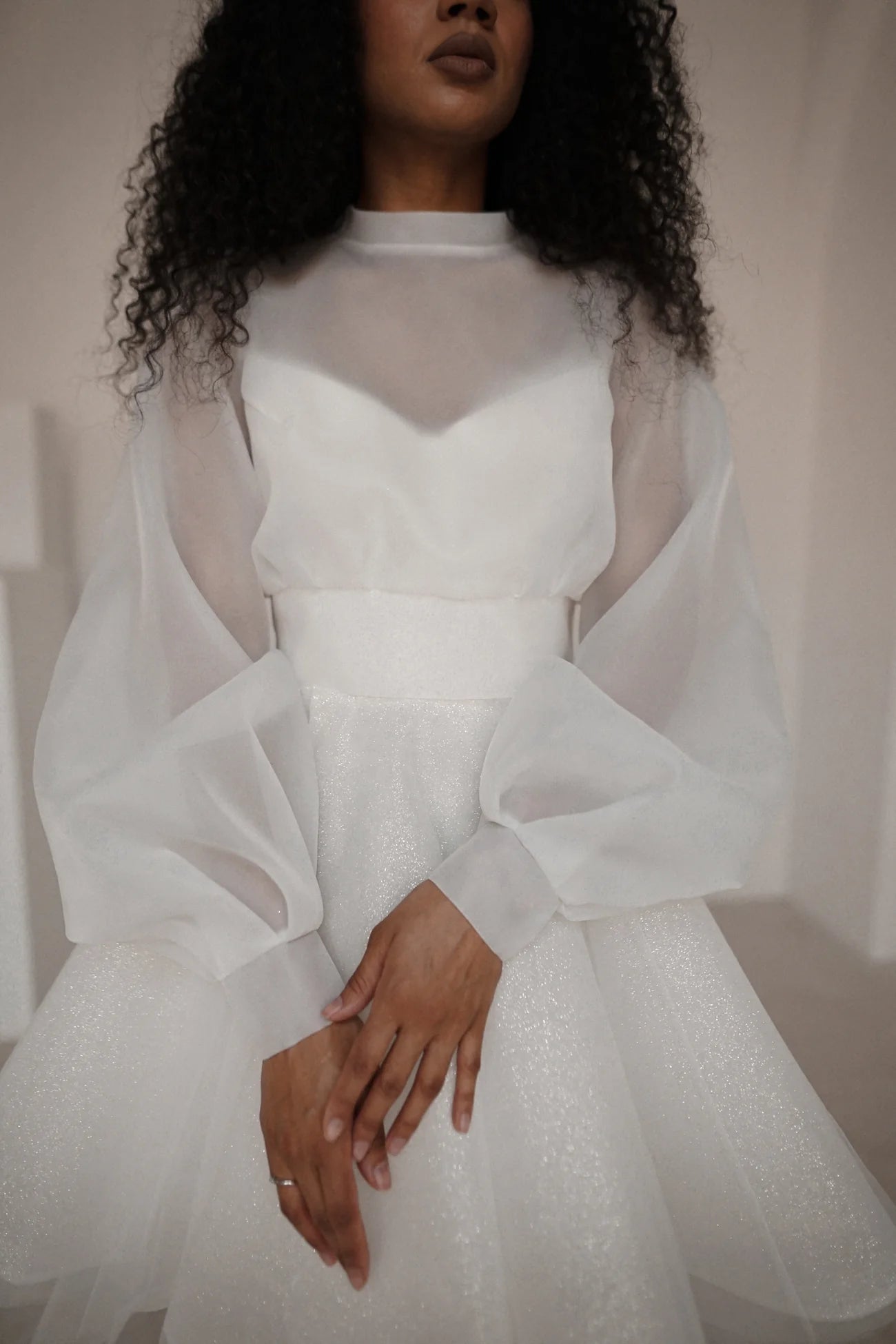 3 in 1 Wedding Dress Fountana with Detachable Audrey Skirt & High Neck Blouse | Elegant Bridal Gown for Church Ceremony, Garden Wedding & Photoshoot