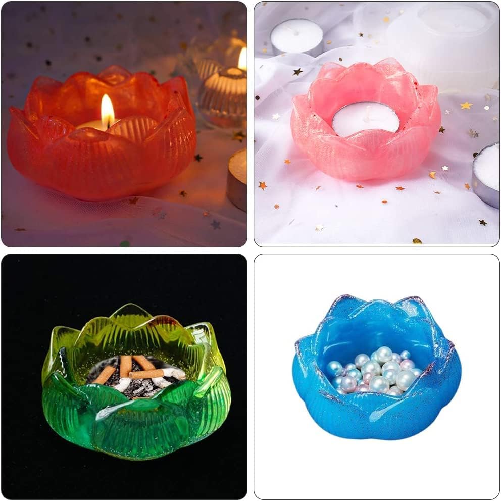 Lotus Flower Tea Light Candle Mold for Resin Art & DIY Crafts - Set of 1 - Perfect for Home Decor, Wedding Centerpieces & Aromatherapy Candles