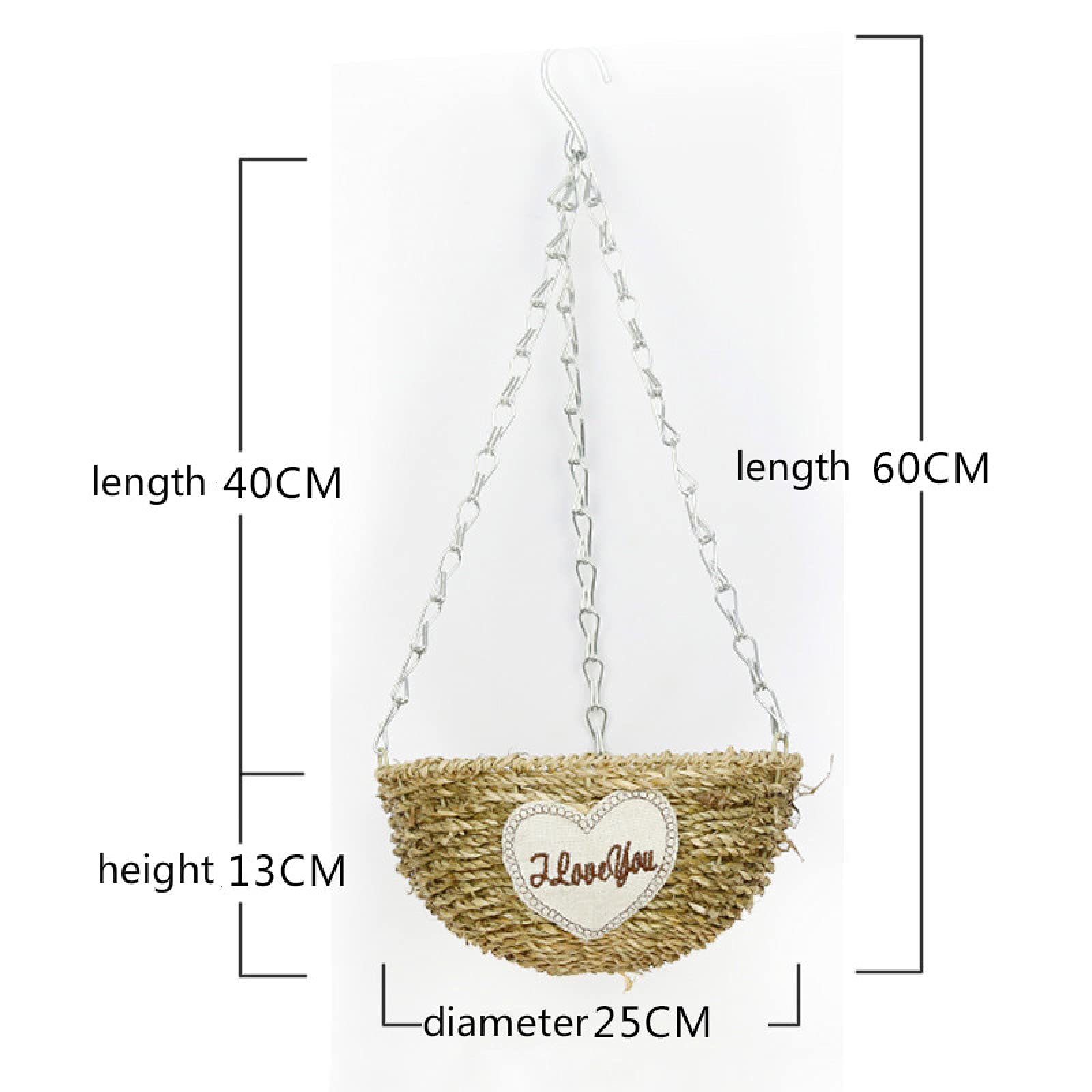 Rustic Woven Hanging Flower Pot - Iron Wall Mounted Planter Basket with Willow Green Finish for Indoor/Outdoor Plants | Perfect for Boho Home Decor, Garden Wall Art & Kitchen Herb Gardens