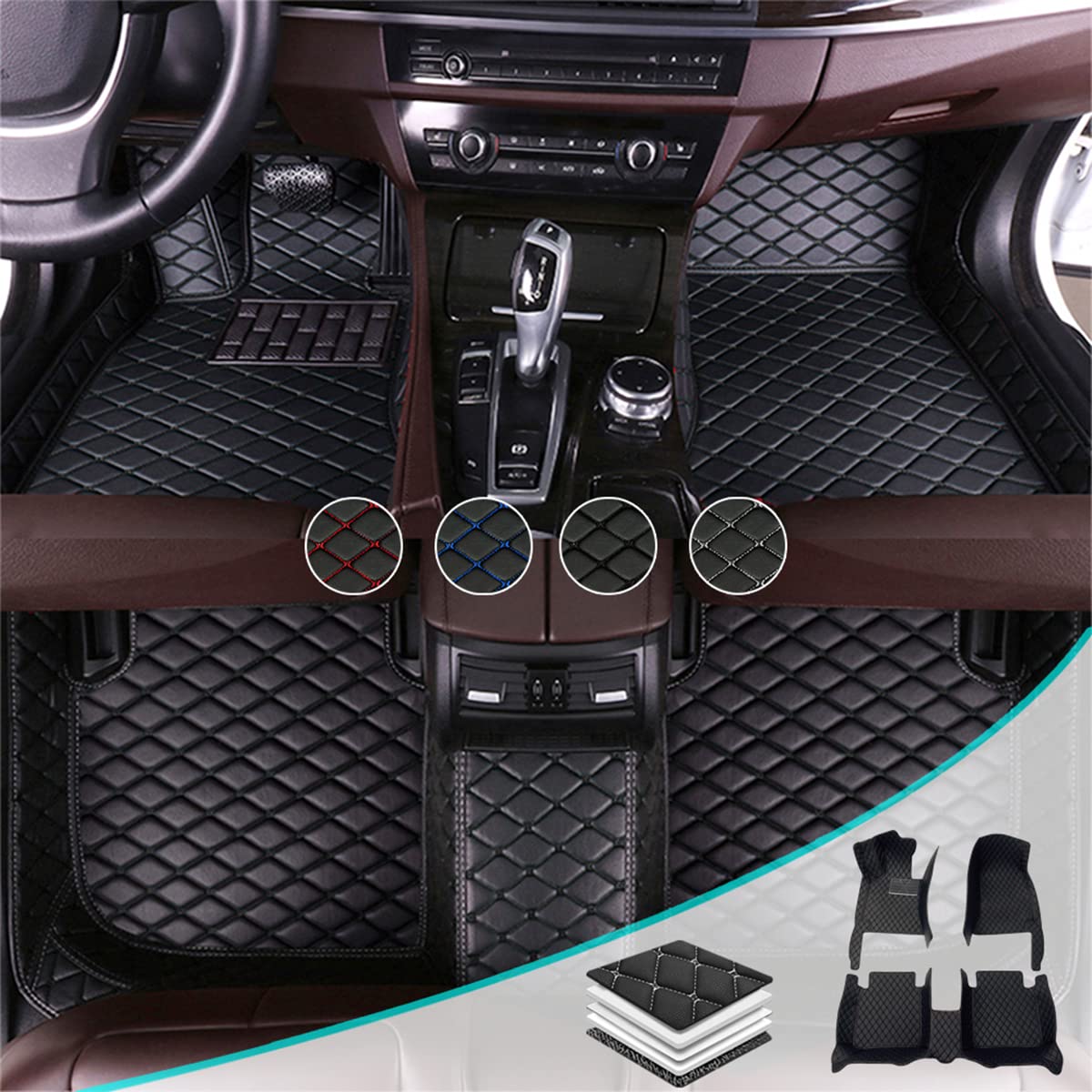 Premium All-Weather Car Floor Mats for Dodge RAM 1500 (2011-2017) - Heavy Duty Leather Carpet Liners with Anti-Slip Pedal Protection - Perfect for Off-Roading, Daily Commuting & Winter Driving