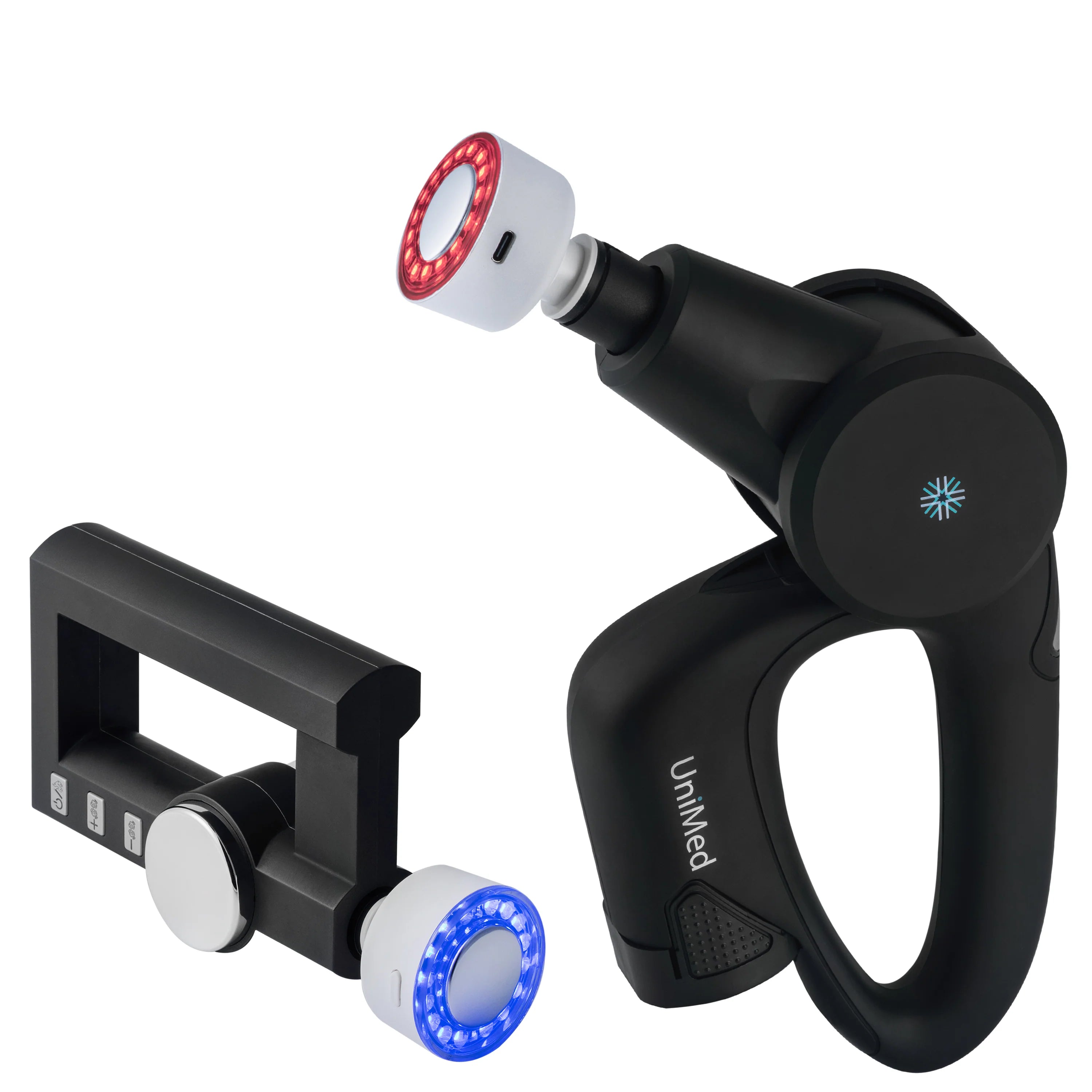 Deep Tissue Massage Gun with 6 Interchangeable Heads & Red/Blue Light Therapy - Relieve Muscle Pain, Soreness & Tension for Athletes, Gym Lovers & Office Workers