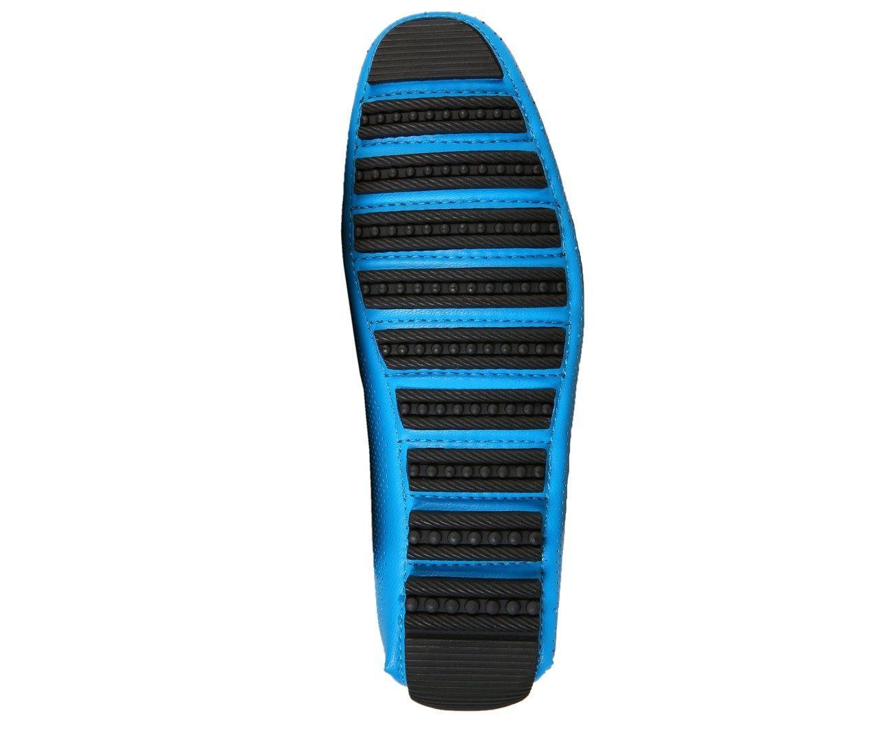 Men's Turquoise Perforated Smooth Leather Driving Moccasin Loafers - Comfortable Casual Shoes for Work, Travel & Everyday Wear