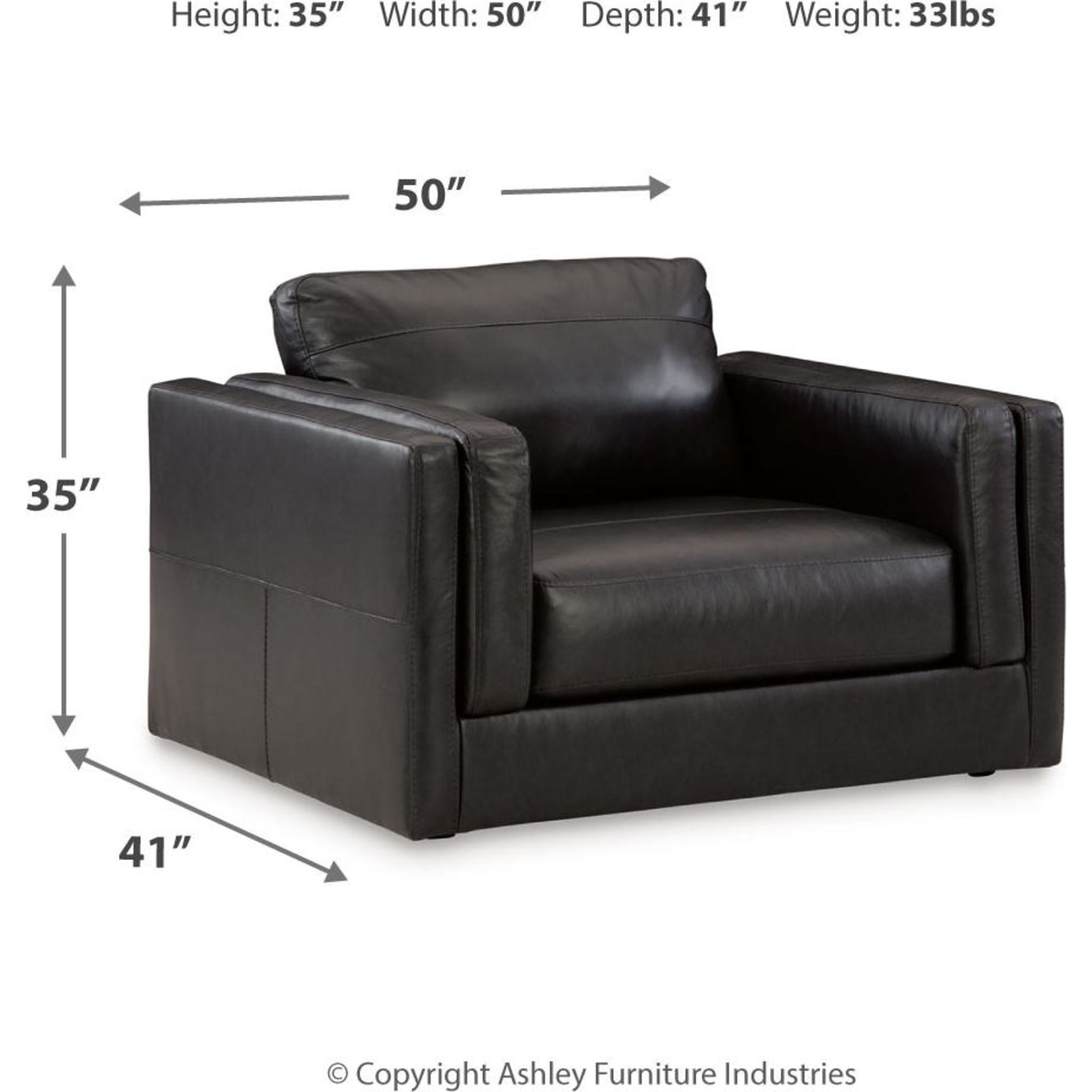 Amiata Oversized Chair and a Half in Onyx Black - Perfect for Living Room, Bedroom, or Home Office Comfort