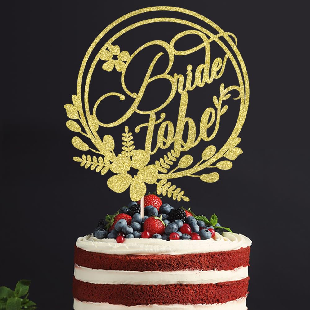 Kaoenla Gold Glitter Bride-to-Be Cake Topper - Wedding Cake Decorations for Bachelorette Party, Bridal Shower, Engagement & Marriage Celebrations - Perfect for Proposal, Reception & Anniversary Cakes