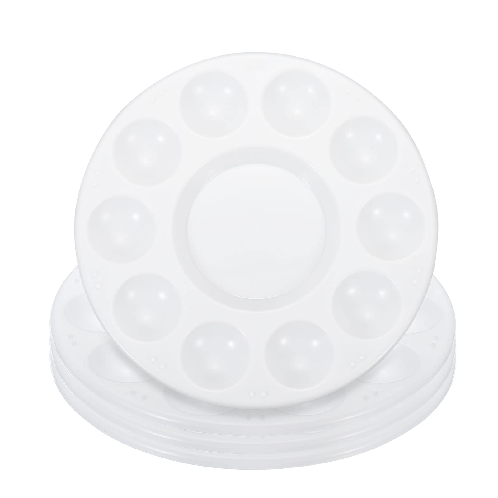 PATIKIL 10-Well Round Plastic Paint Tray Palette - Washable Watercolor Painting Supplies for Artists, Students & DIY Crafts (Set of 4 White Trays) - Perfect for Art Classes, Home Decor Projects & Creative Painting Activities