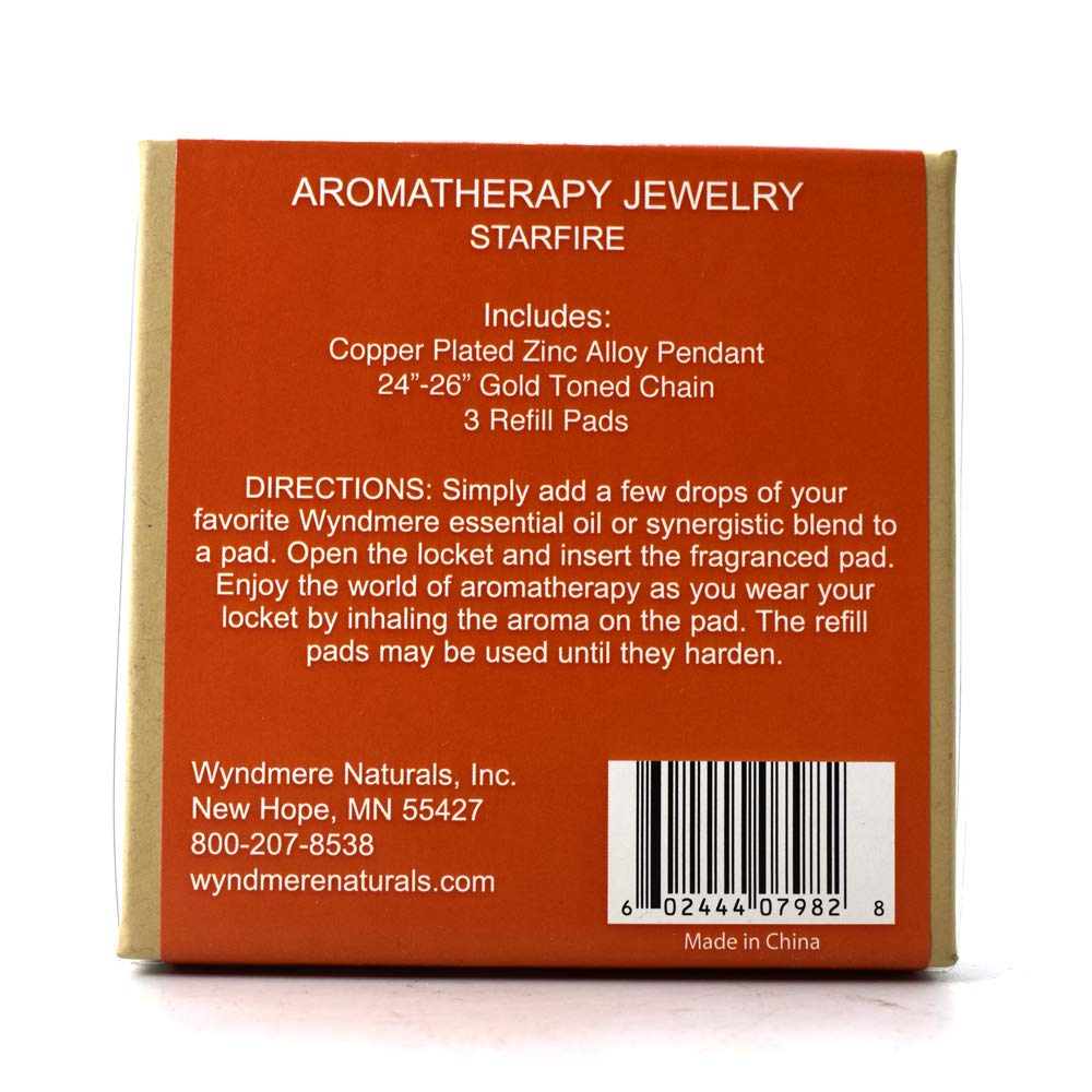 Wyndmere Starfire Aromatherapy Essential Oil Diffuser Pendant Necklace - Bronze with Refill Pads for Stress Relief & Relaxation at Home, Office or Yoga