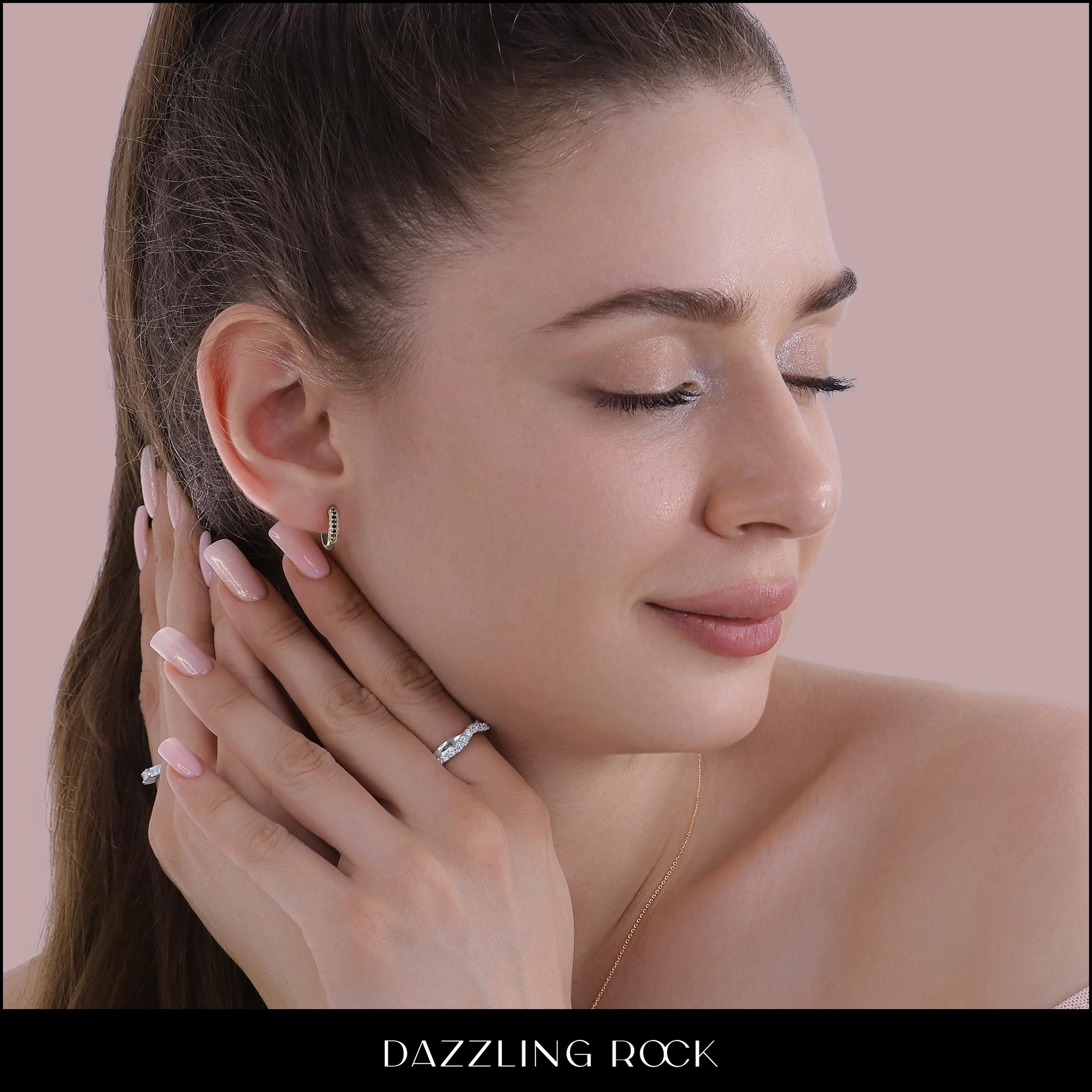Dazzlingrock Collection 14K Solid Yellow Gold Round Gemstone & White Diamond Pave Hoop Earrings for Women | Elegant Gift for Anniversary, Birthday, Wedding & Special Occasions