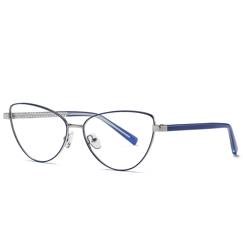 Brightzone Women's Full Rim Oval Cat Eye Alloy Eyeglasses Frame 73006 - Stylish & Lightweight for Work, Reading & Fashion Accessories