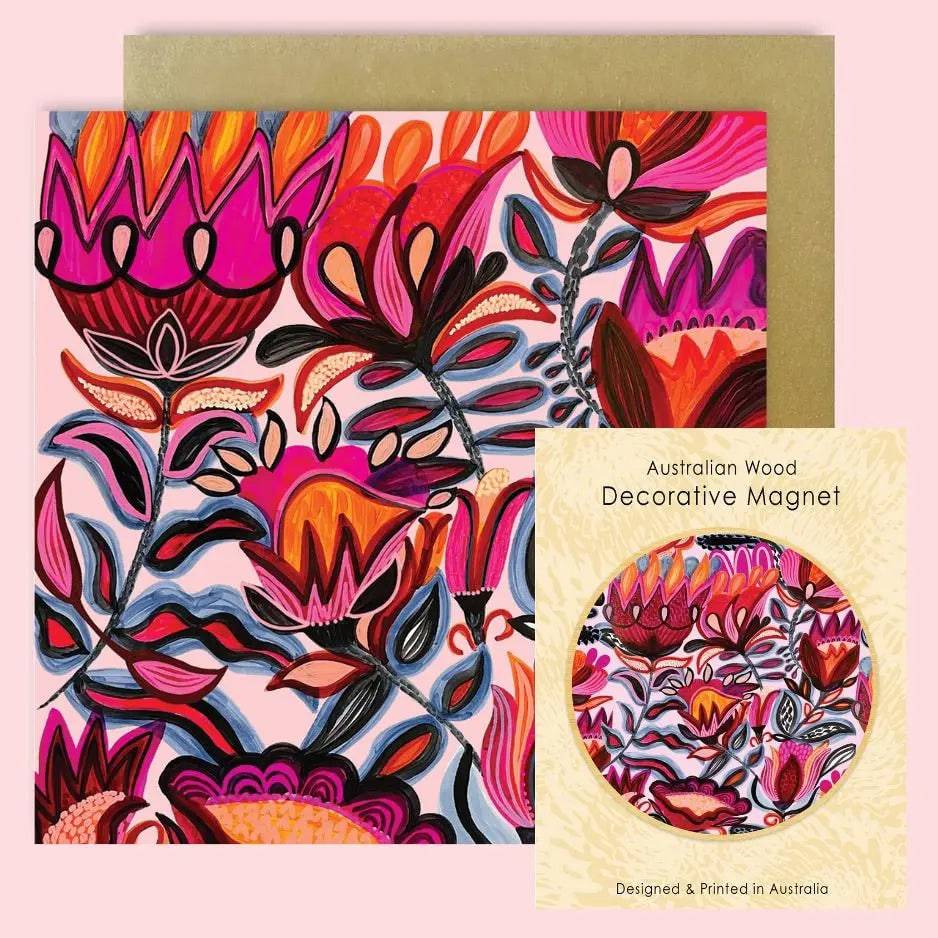 Gypsy Folk Art Magnet & Greeting Card Gift Set - Perfect for Home Decor, Gifts & Collectibles | Boho Chic Wall Decor & Handmade Card Set