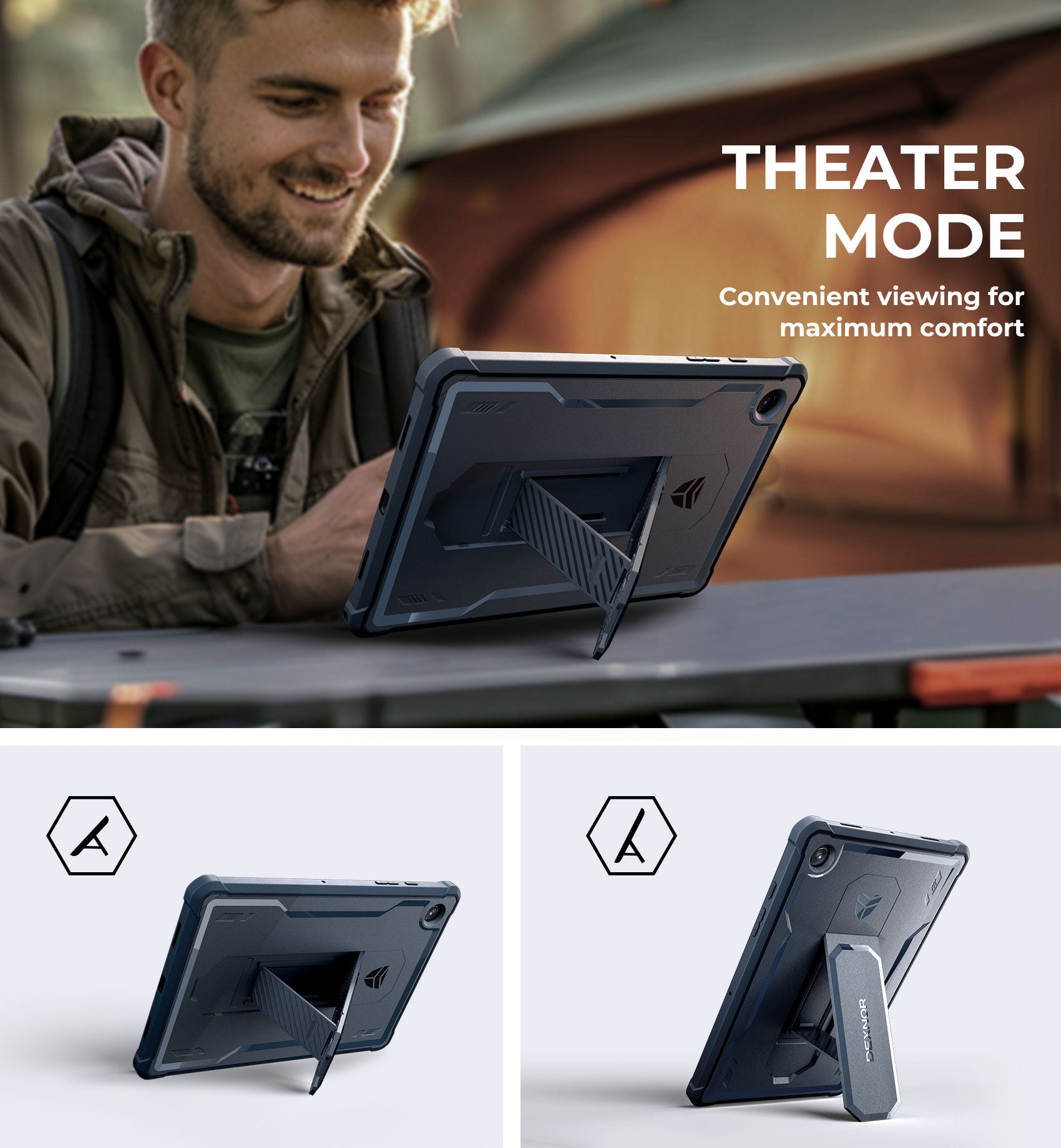 Dexnor Shockproof Rugged Tablet Case for Samsung Galaxy Tab A8 with Screen Protector, Full Body Bumper, Kickstand & Pen Holder - Heavy Duty Protection for Work, Travel & Outdoor Use