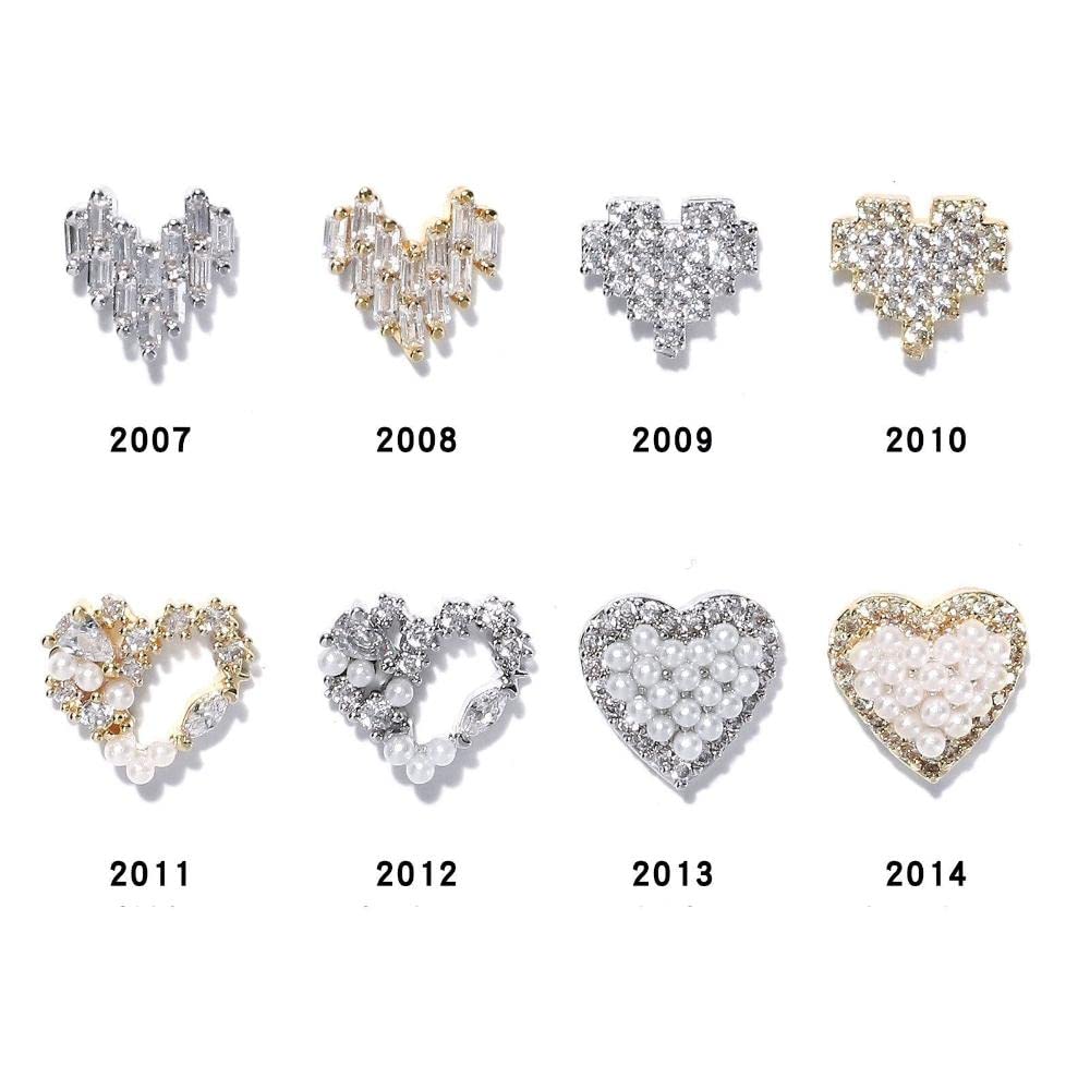 8 PCS Sweet Nail Art Charms - 3D Heart Alloy Rhinestones with Pearl Jewelry Pendants for Nail Decoration | Perfect for DIY Manicures, Bridal Nails, and Special Occasion Nail Art