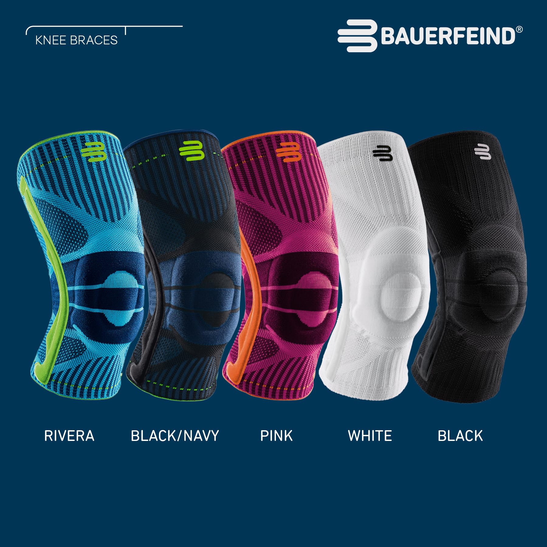 Bauerfeind Sports Knee Support Brace - Breathable Compression Sleeve for Running, Basketball & Workouts - Medical Grade Support for Pain Relief & Injury Prevention - Moisture Wicking, Lightweight & Washable (Black, Large) - Ideal for Athletes, Gym Training & Active Lifestyles
