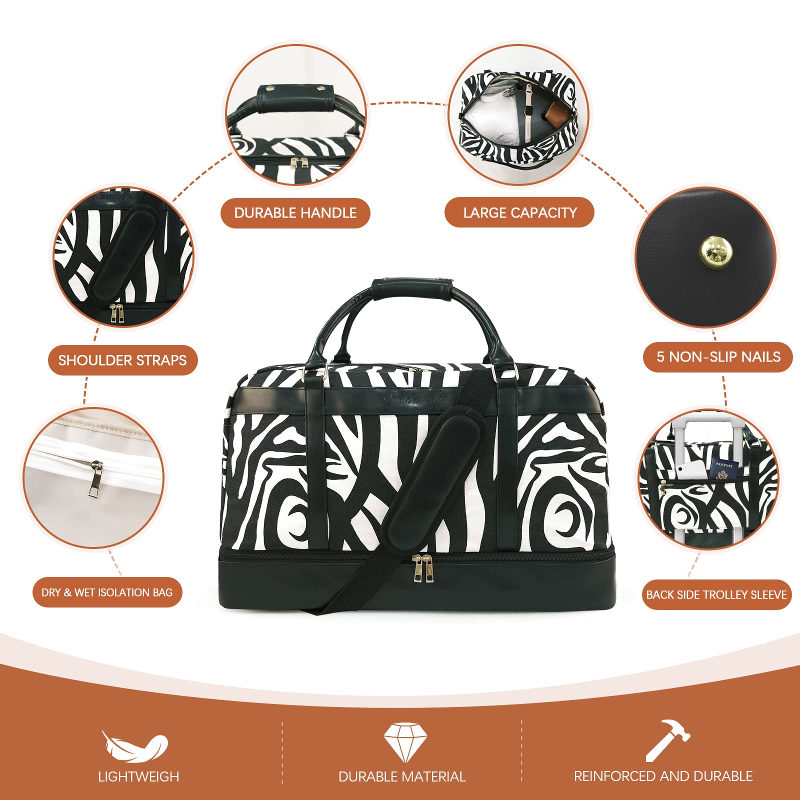 Stylish Large Canvas Weekender Bag for Women - Spacious Travel Duffel with Shoe Compartment, Perfect for Overnight Trips, Hospital Visits & Labor Delivery (4-Piece Set, Black) | Ideal for Weekend Getaways, Business Travel & Maternity Hospital Stays
