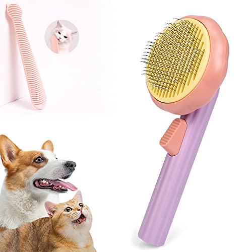 Petjale Cat Brush for Shedding & Grooming - Gentle Deshedding Brush for Cats, Dogs, Rabbits & Puppies - Easy Hair Removal & One-Click Cleaning - Free Cat Tongue Comb - Perfect for Daily Pet Care & Home Cleaning