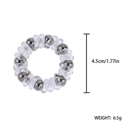 FAMEZA Spiral Hair Ties with Beads - 8 Pack No Crease Dent Ponytail Holders for Women & Girls | Soft Grip Coil Wire Phone Cord Hair Bands | Perfect for Workouts, Yoga, School & Everyday Use