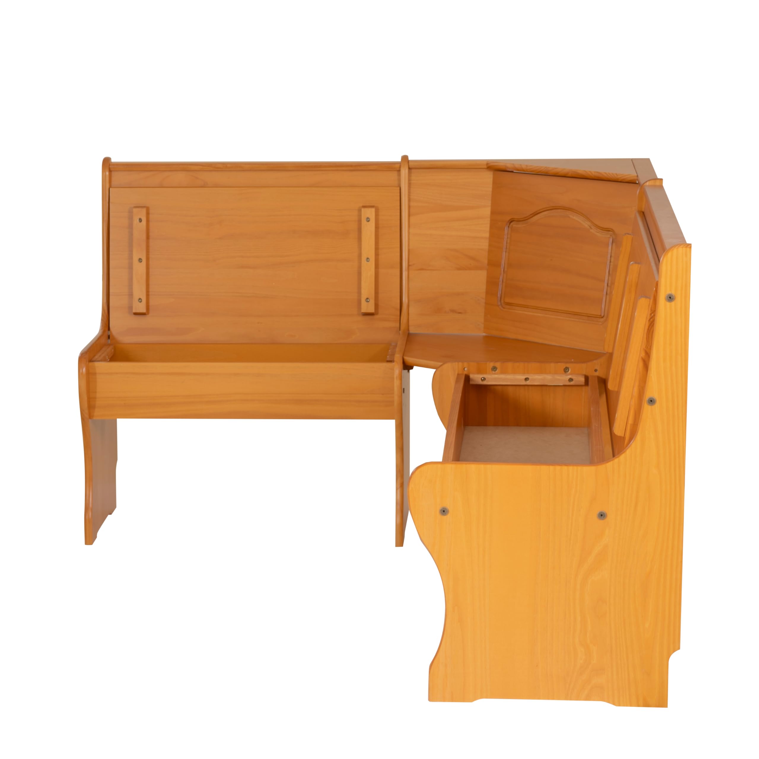 Linon Chelsea Kitchen-Nook Corner Unit in Natural Finish - Space-Saving Dining Set for Small Kitchens & Breakfast Nooks