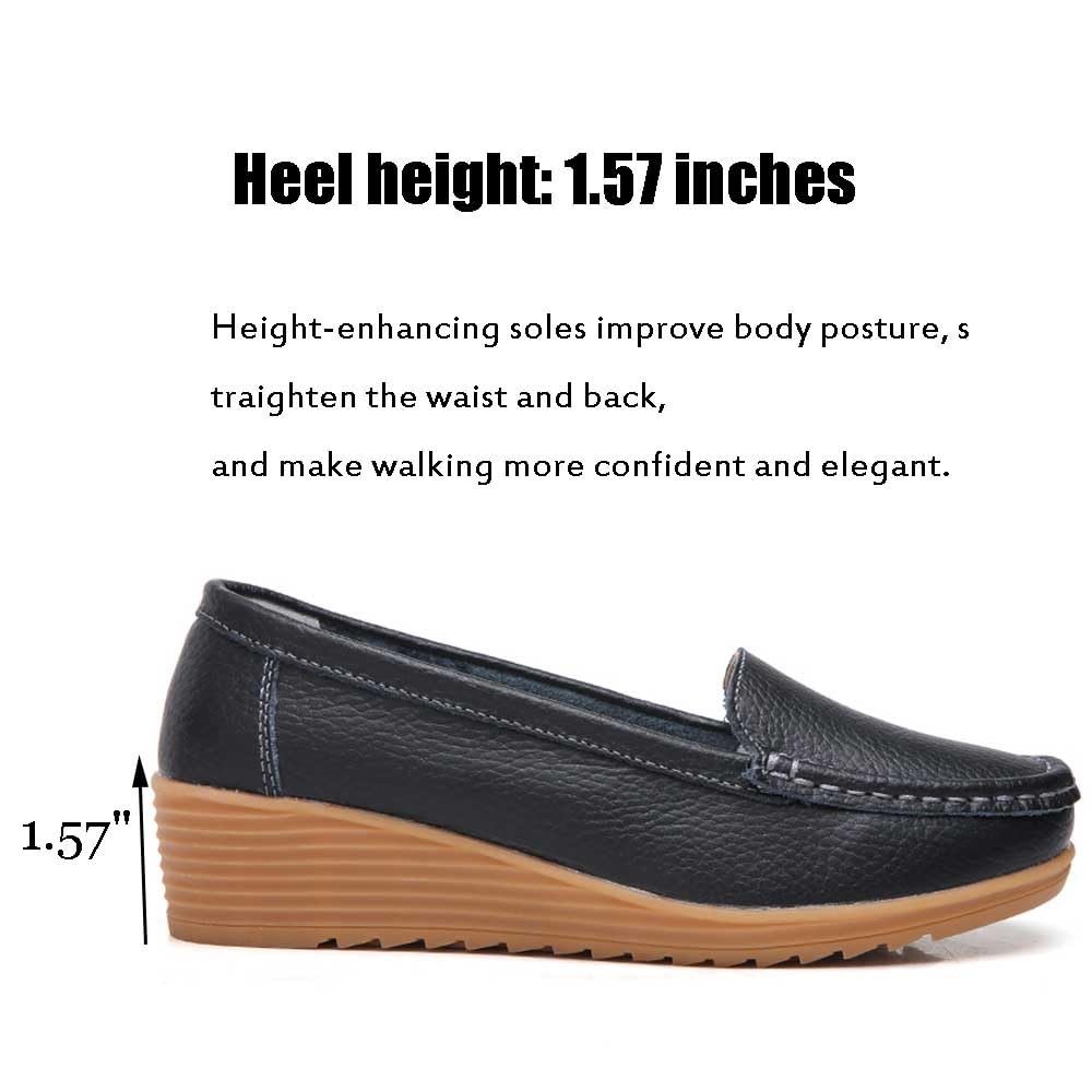 Comfortable Women's Nursing Shoes - Slip On Leather Loafers for Nurses & Restaurant Workers | Lightweight Walking Shoes for Healthcare Professionals & Service Industry
