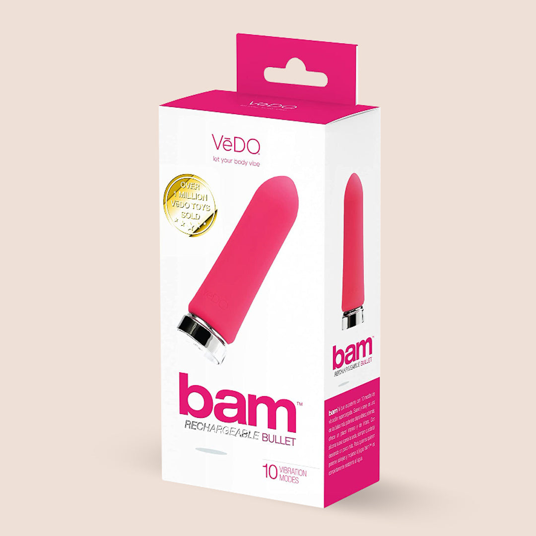 VeDO Bam Rechargeable Bullet Vibrator - 10 Powerful Vibration Modes, USB Charging, Waterproof Design for Sensual Pleasure | Perfect for Solo Play & Couples Intimacy