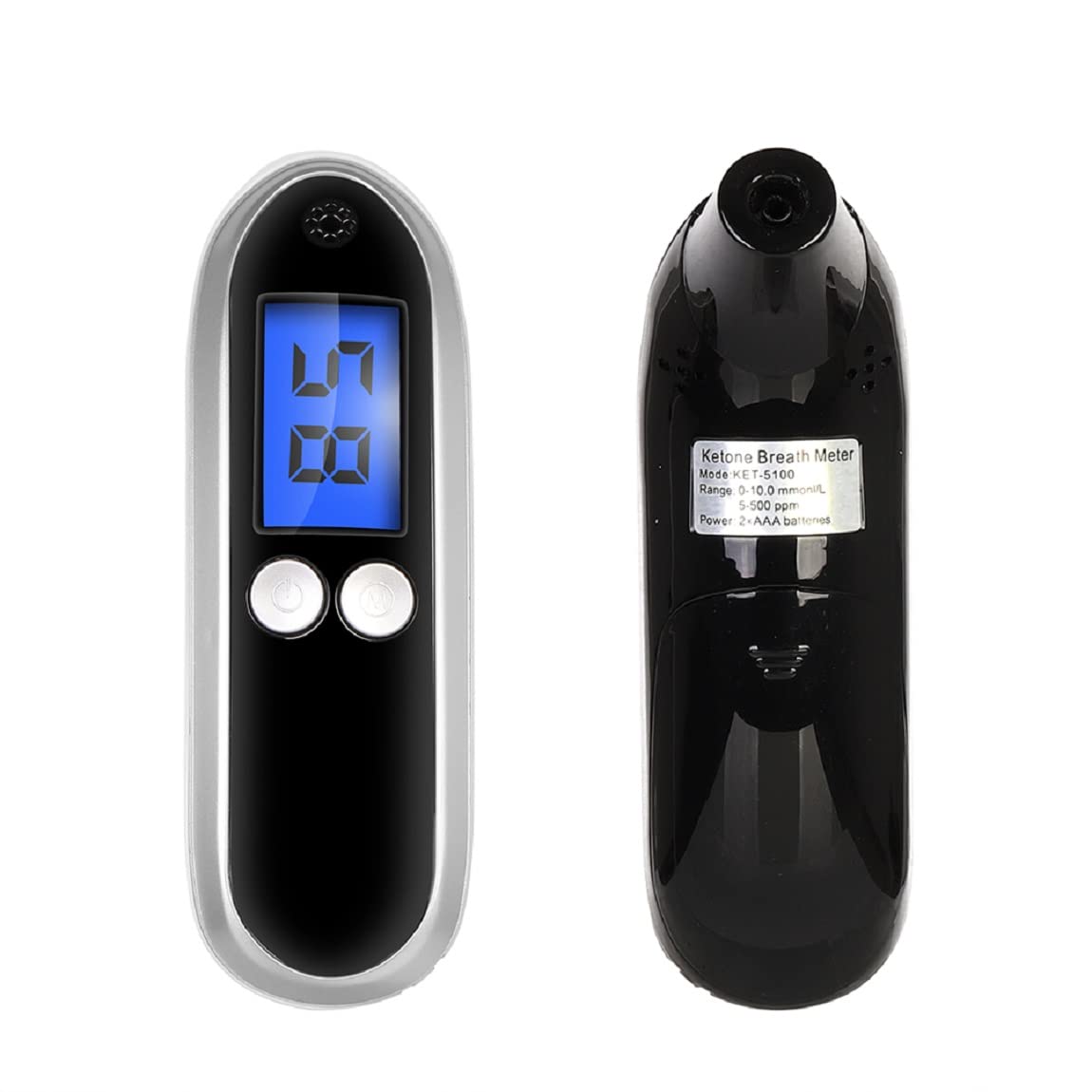 Ketone Breath Tester - Accurate Ketosis Meter & Keto Breathalyzer with 10 Reusable Mouthpieces (Black) | Track Ketosis for Weight Loss & Low Carb Diet | Perfect for Keto Dieters & Fitness Enthusiasts