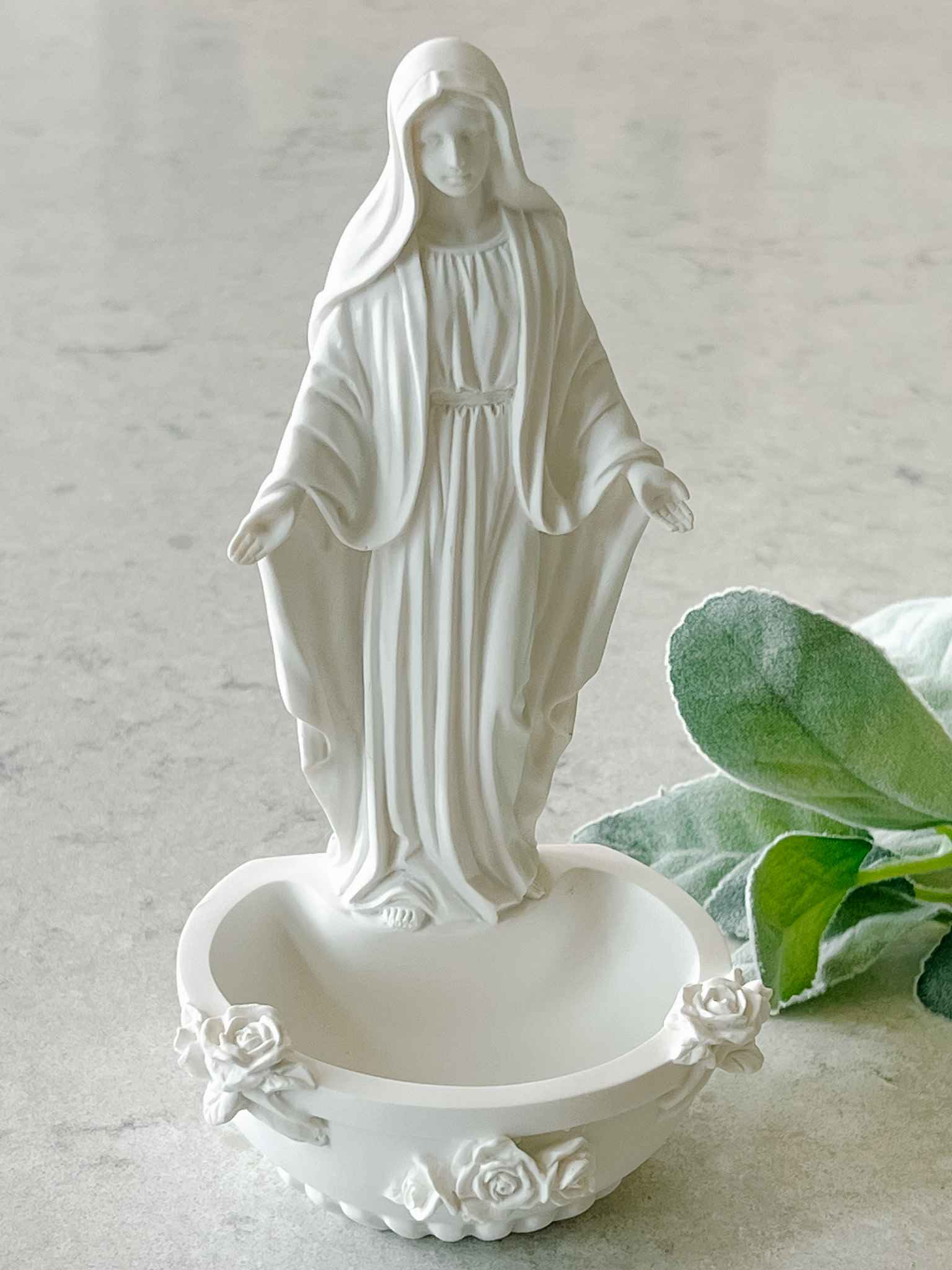 Our Lady of Grace Holy Water Font - Religious Home Decor for Prayer & Blessings - Perfect for Church, Home Altar & Catholic Gifts