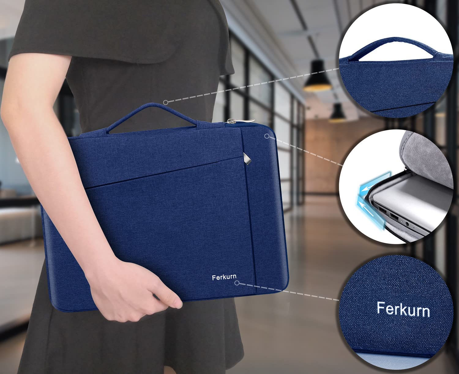 Premium Waterproof Laptop Sleeve Case for 15-16 Inch MacBook Air/Pro, Chromebook, iPad, Surface Pro, Dell XPS, HP, ASUS Vivobook, Acer Spin & Samsung - Lightweight Protective Cover with Shock Absorption (Blue) - Perfect for Travel, Office & School Use
