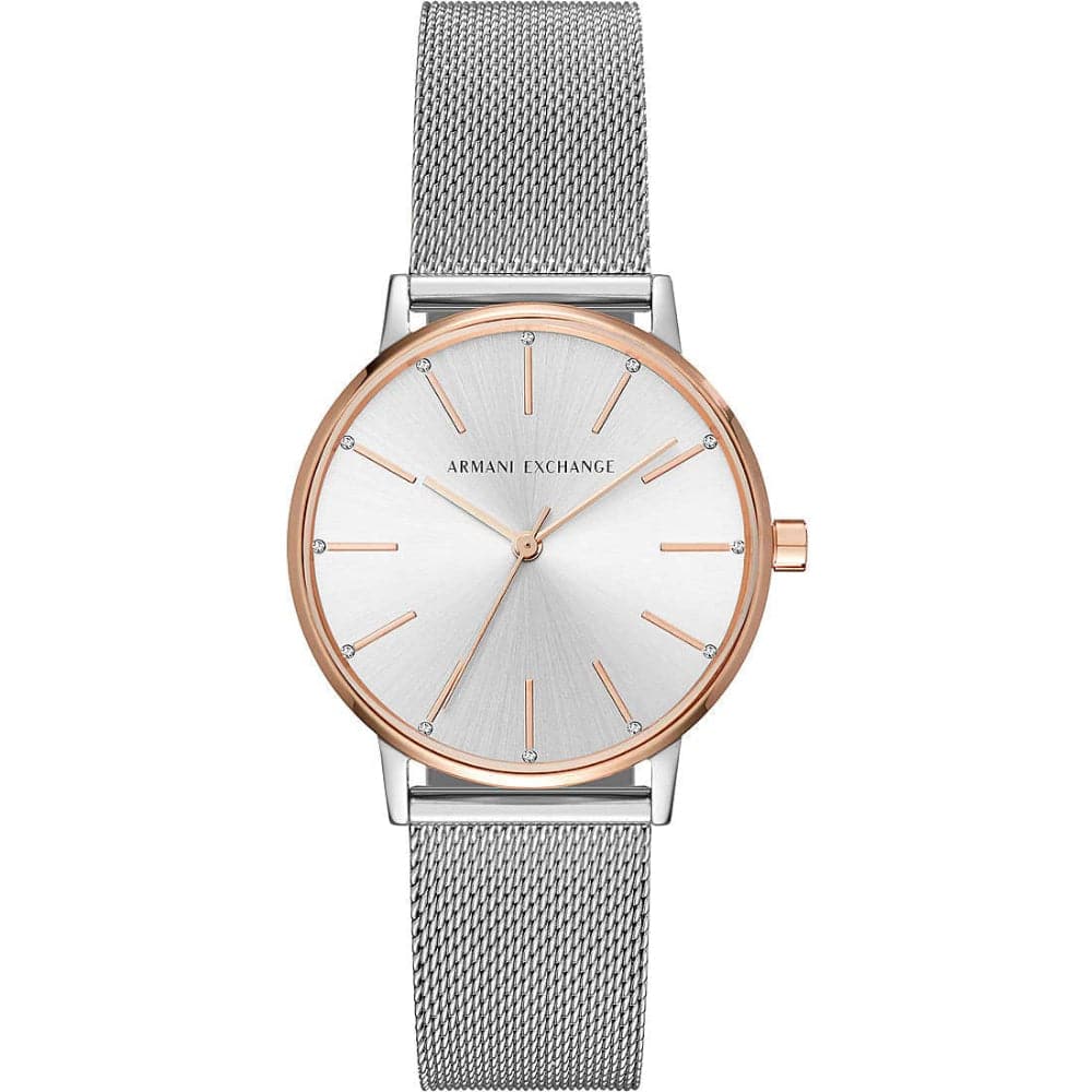 ARMANI EXCHANGE AX5537 Women's Watch - Gold & Silver Stainless Steel Mesh Strap - Elegant Fashion Accessory for Work, Party & Everyday Wear