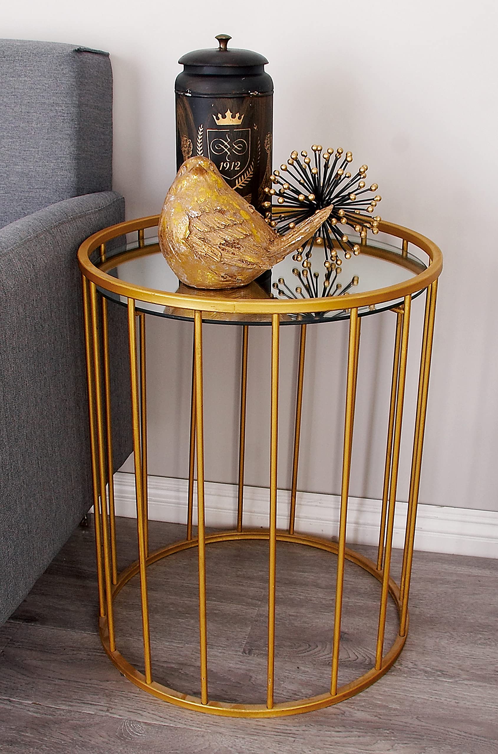 Deco 79 Modern Gold Metal Side End Accent Tables with Mirrored Glass Top - Set of 3 (22