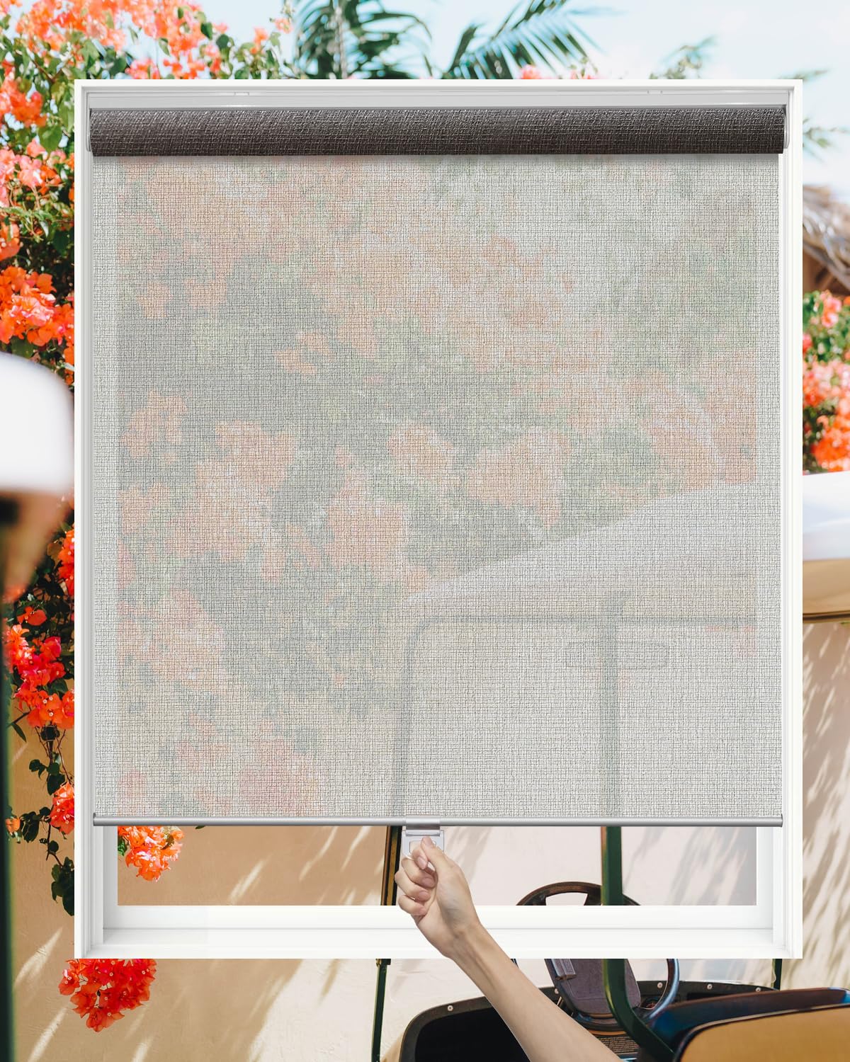 Custom Size Cordless Light Filtering Roller Blinds - Solar & Room Darkening Window Shades, Transparent Sheer Roller Shades for Windows (Grey, Cord/Cordless/Motorized) - Perfect for Living Room, Bedroom & Office