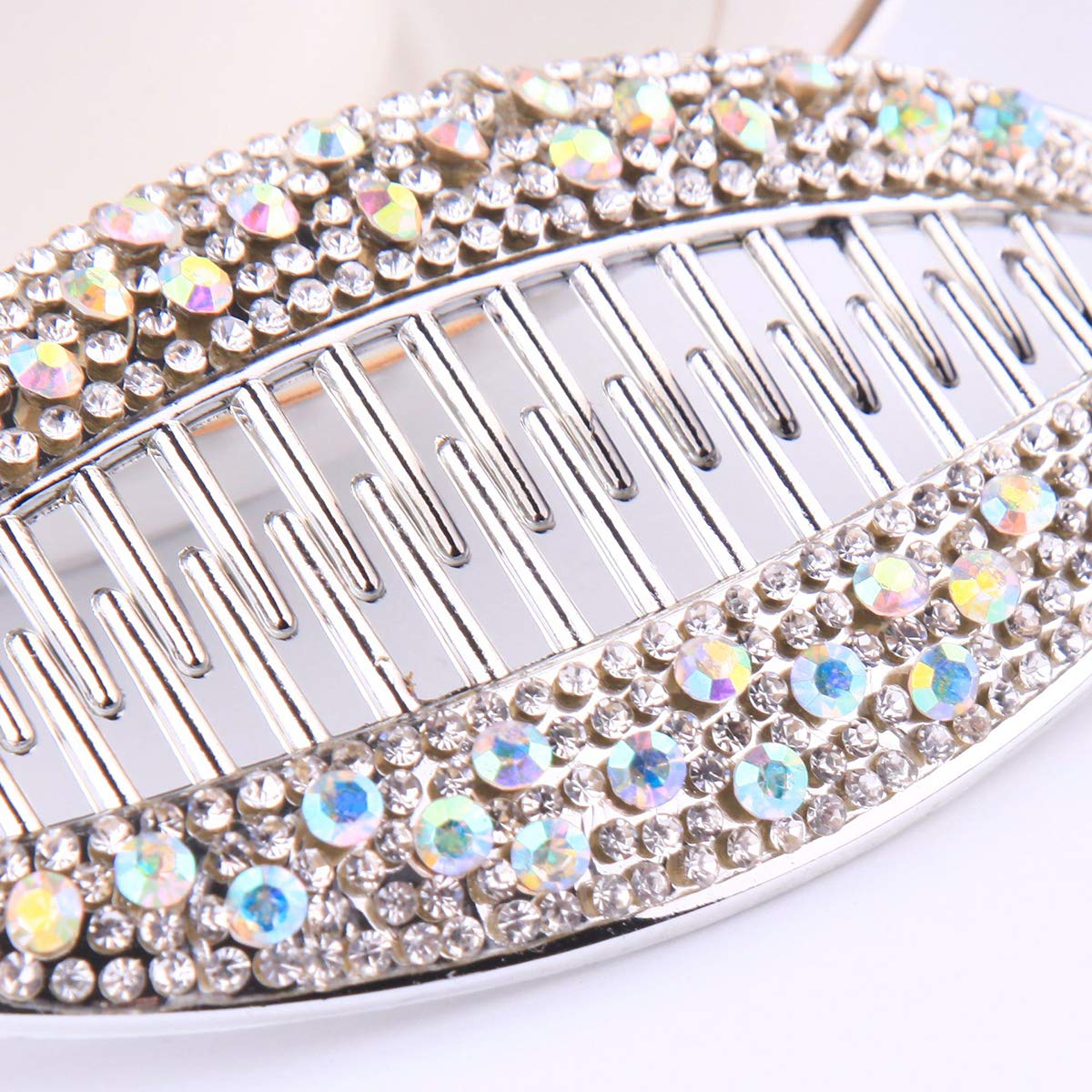 Lurrose 4pcs Rhinestone Fish-Shaped Hair Claw Clips - Gold & Silver Banana Hair Clips with Rounded Edges for Women & Girls - Perfect for Parties, Weddings, and Everyday Hairstyling