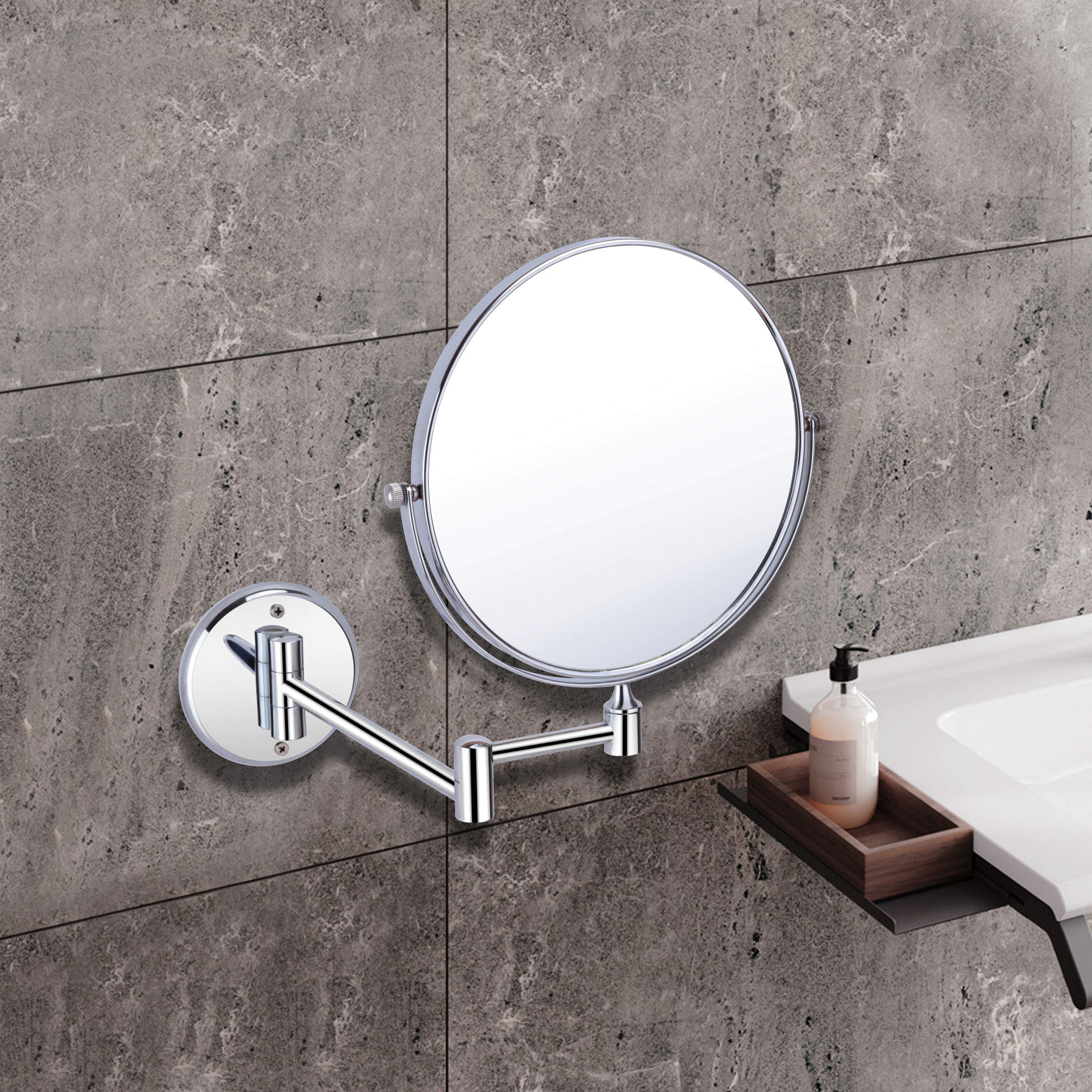 USF Bathroom Makeup Mirror with 5X Magnifying Glass - Adjustable Wall Mounted Shaving Mirror for Vanity, Cosmetic Application & Grooming (Silver Round Frame) - Perfect for Bathrooms, Dressing Rooms & Bedrooms