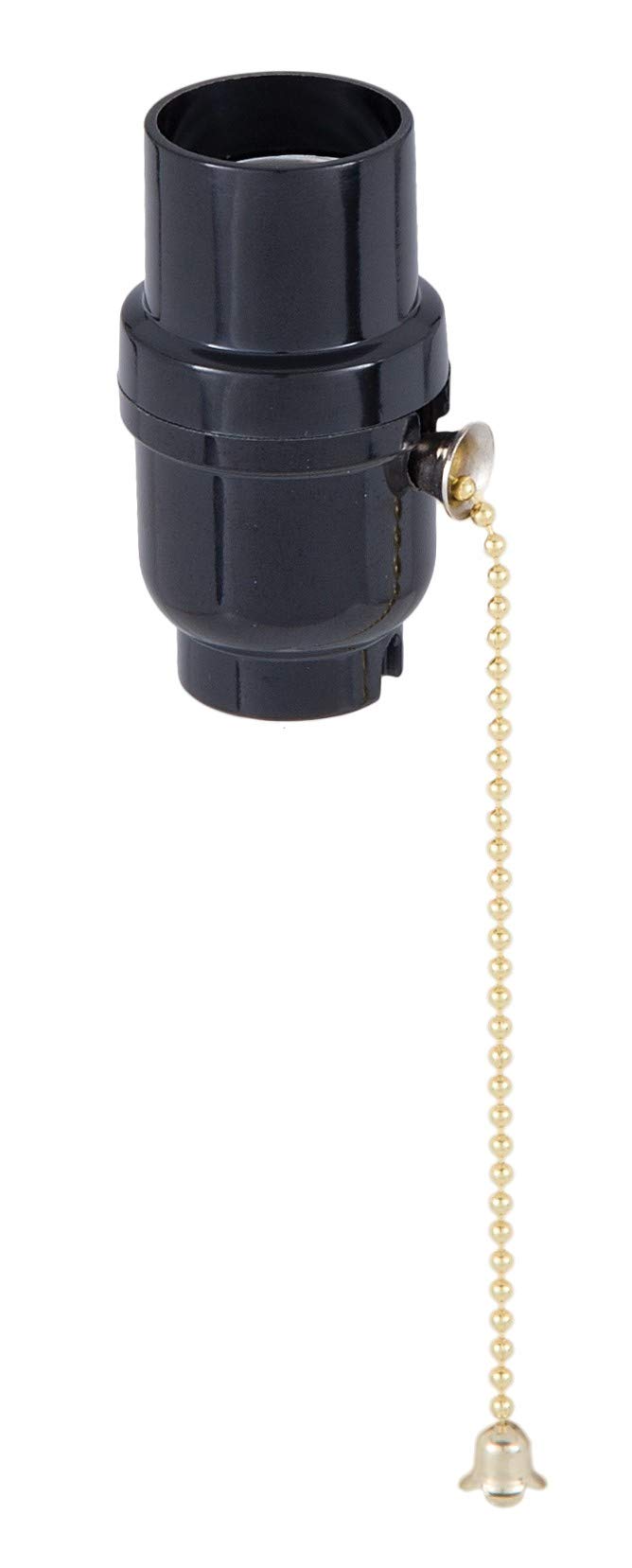 B&P Lamp® E26 Medium Base Phenolic Pull Chain Socket with Brass Chain - Vintage Style Light Socket for Ceiling Fans, Pendant Lights & DIY Lighting Projects