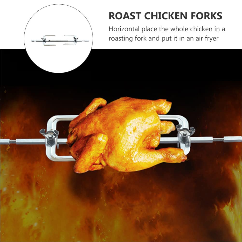Stainless Steel Rotisserie Meat Forks - Air Fryer & BBQ Accessories for Chicken, Fish & Roast - Durable Replacement Grill Forks for Home Kitchen & Outdoor Cooking | Perfect for Air Fryer Meals, Backyard BBQs & Camping