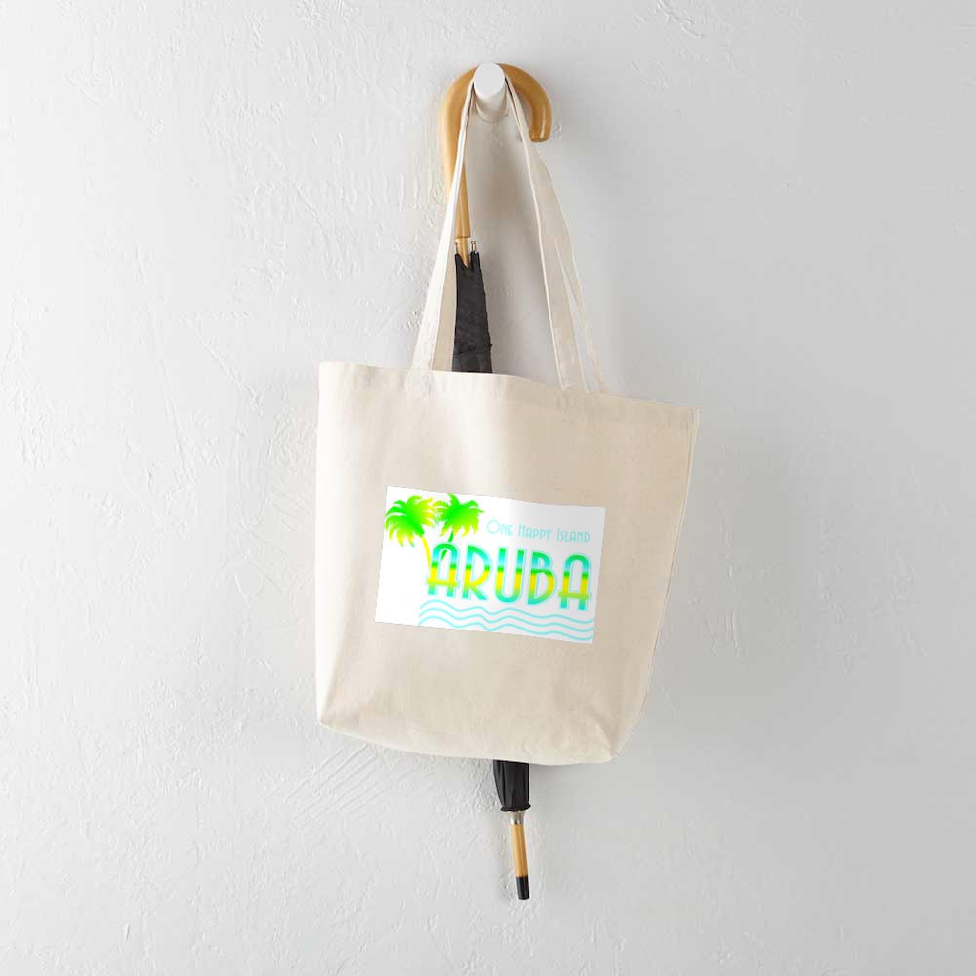 Aruba Palm Trees Canvas Tote Bag - Eco-Friendly Reusable Shopping Bag for Beach, Grocery & Travel | Natural Cotton Carryall