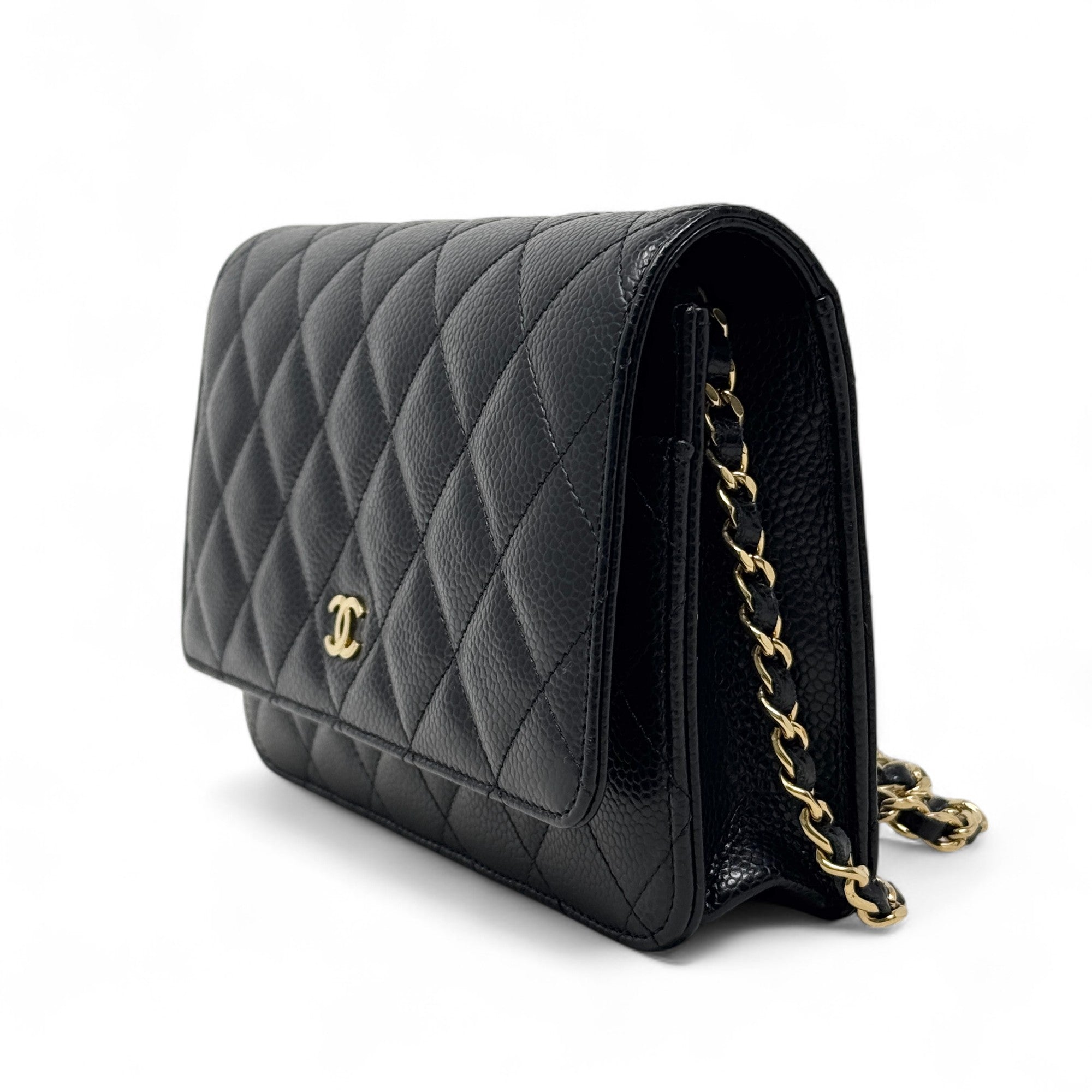 Chanel Black Quilted Caviar Leather Wallet On Chain Crossbody Bag - Perfect for Evening Out & Daily Use