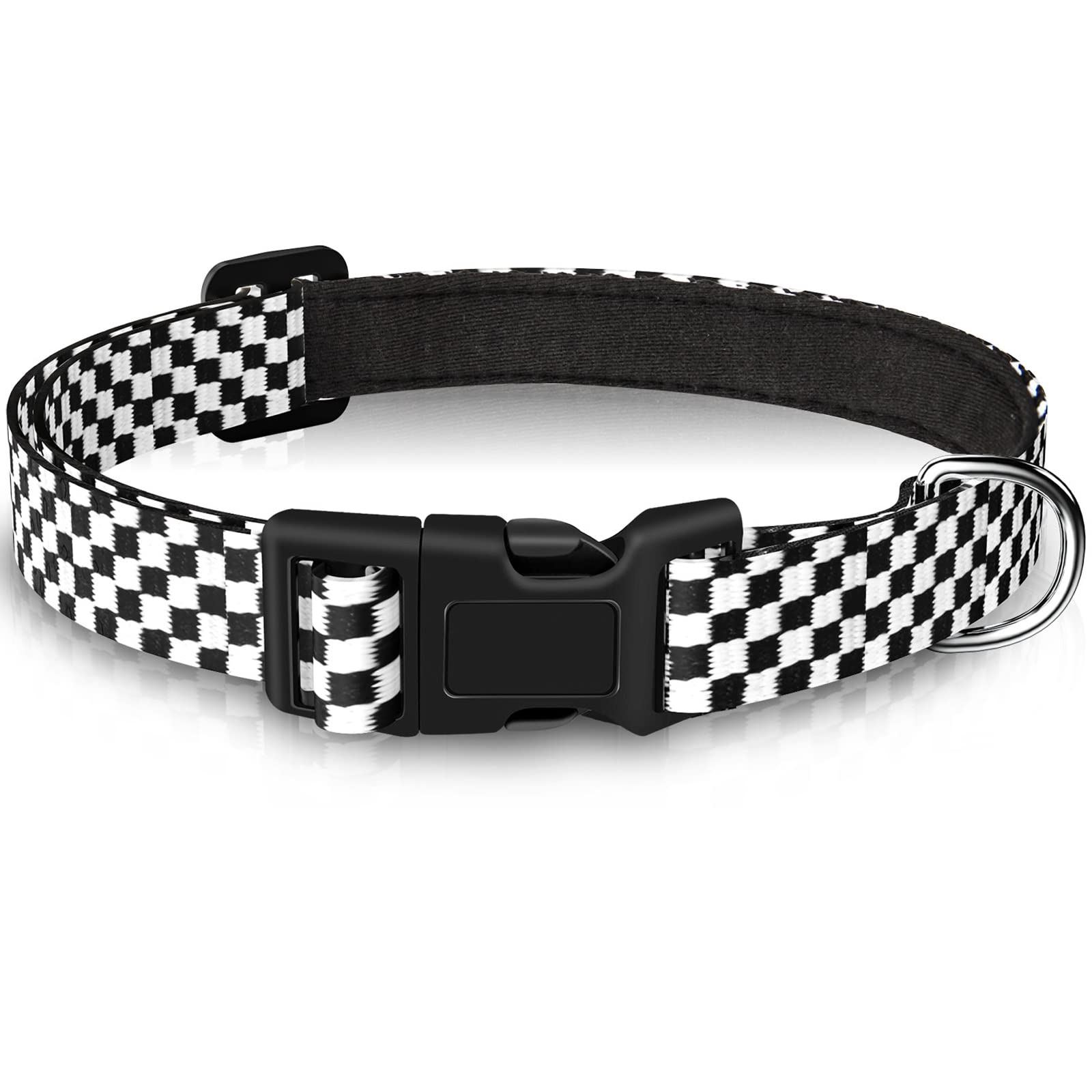 Stylish Checkered Dog Collar - Adjustable & Durable Pet Collar for Small, Medium & Large Dogs - Perfect for Daily Walks, Training & Outdoor Adventures (Large Size)