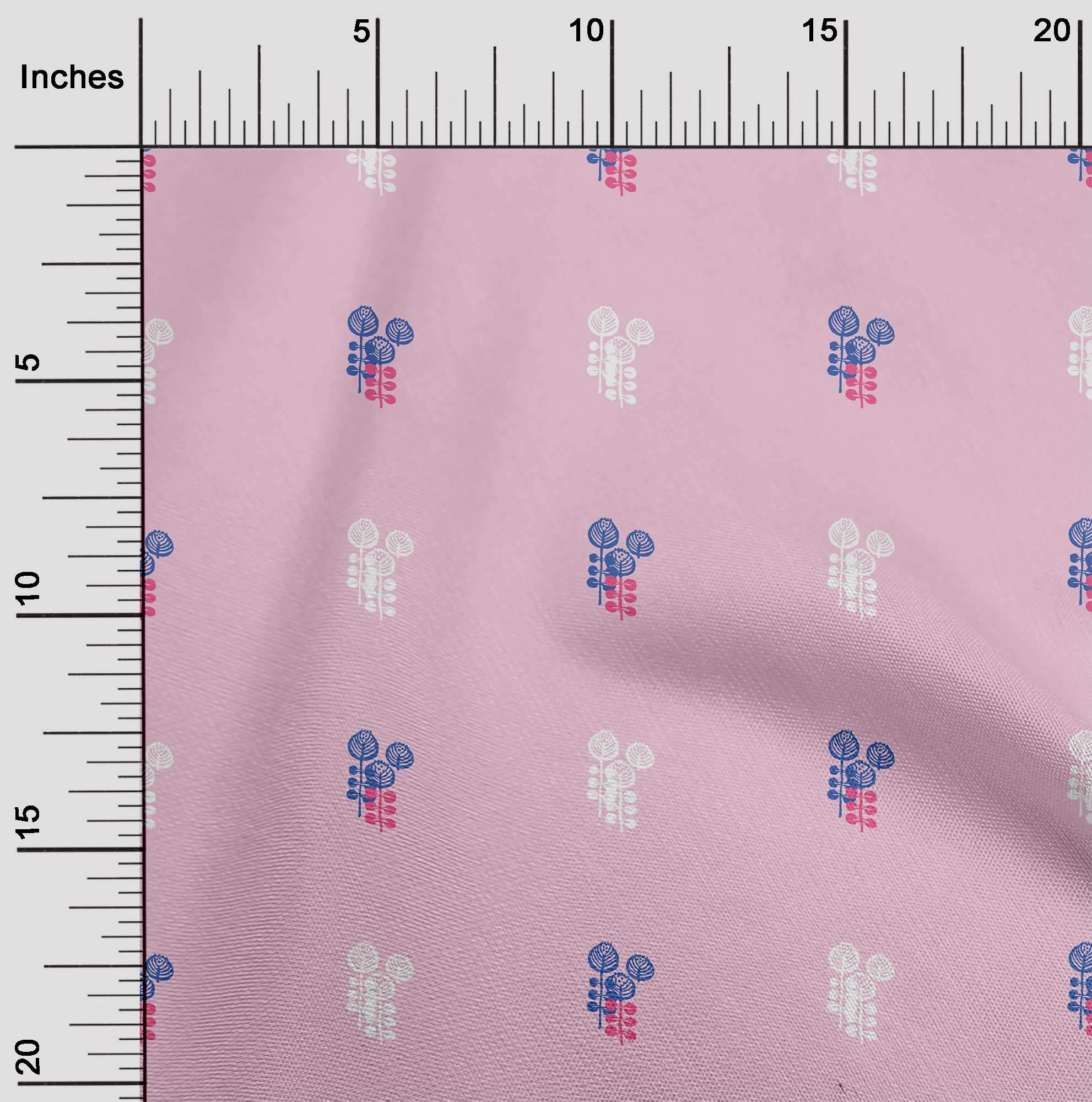 oneOone Silk Tabby Pastel Pink Fabric Leaves Block Dress Material - 42 Inch Wide Printed Fabric by The Yard | Perfect for Dresses, Blouses & DIY Fashion Projects