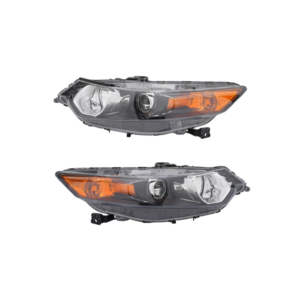 2009-2014 Acura TSX HID/Xenon Headlight Assembly Pair - Left & Right Side Replacement Headlamps with Clear Lens & Black Housing - Perfect for Night Driving and Foggy Conditions