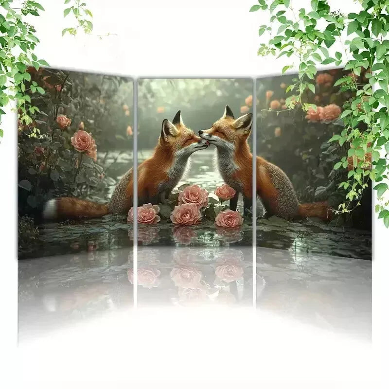 3-Piece Two Foxes in Serene Natural Setting Wall Art Set - Framed Canvas 50x70cm | High Quality Print | 100% Australian Made | Ready to Hang | Perfect for Living Room, Bedroom & Office Decor