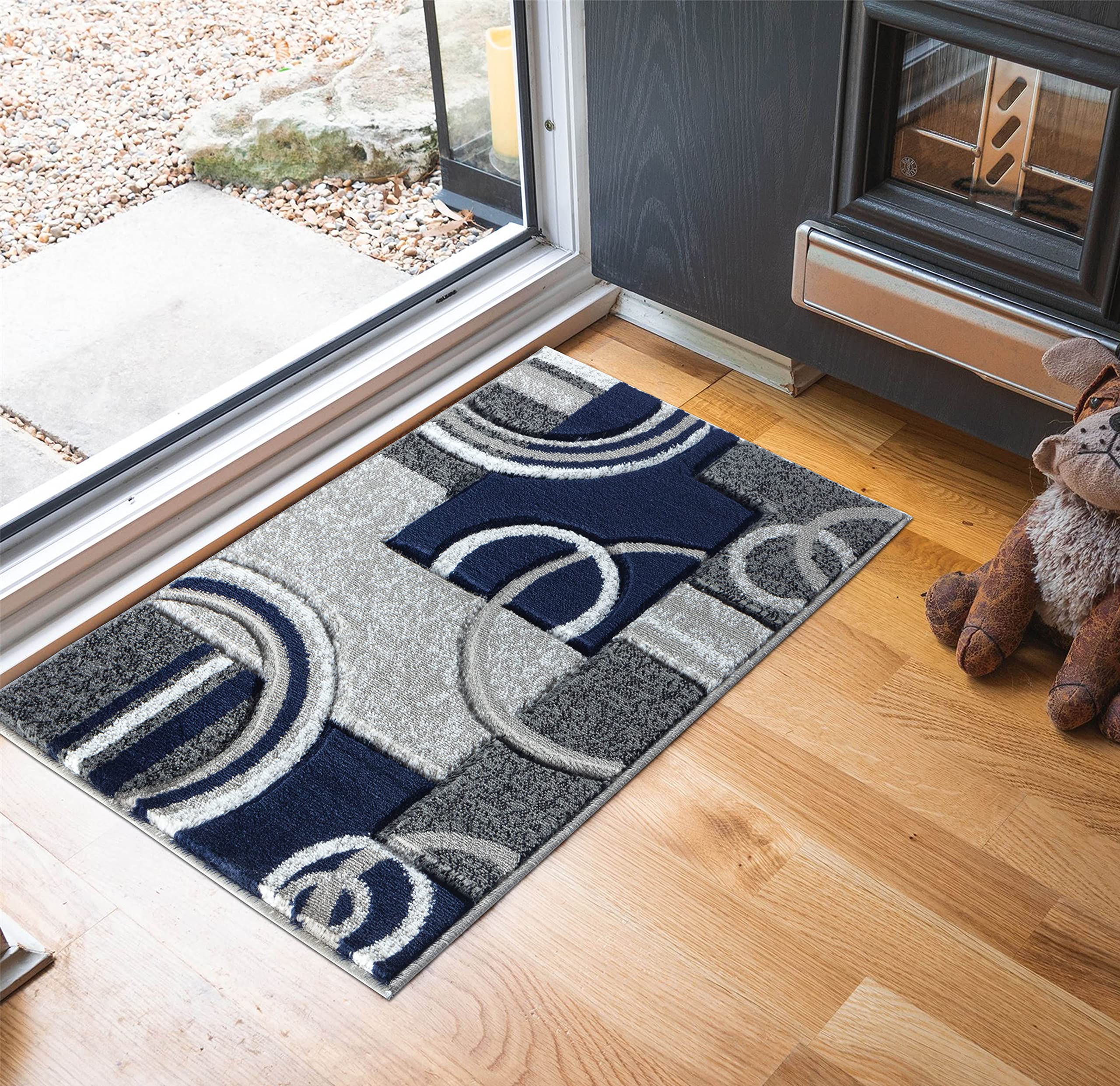 Premium Soft Hand Carved Modern Area Rug - Fluffy Textured Contemporary Floor Carpet for Living Room, Dining Room & Bedroom - Non-Slip Indoor Decor (2x3 Feet, Navy Blue) | Cozy Home Accent for Family Gatherings & Relaxation