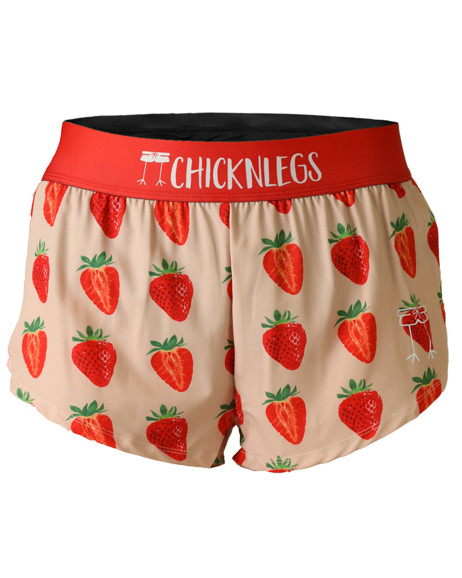 Women's Strawberry Print Split Shorts - 1.5