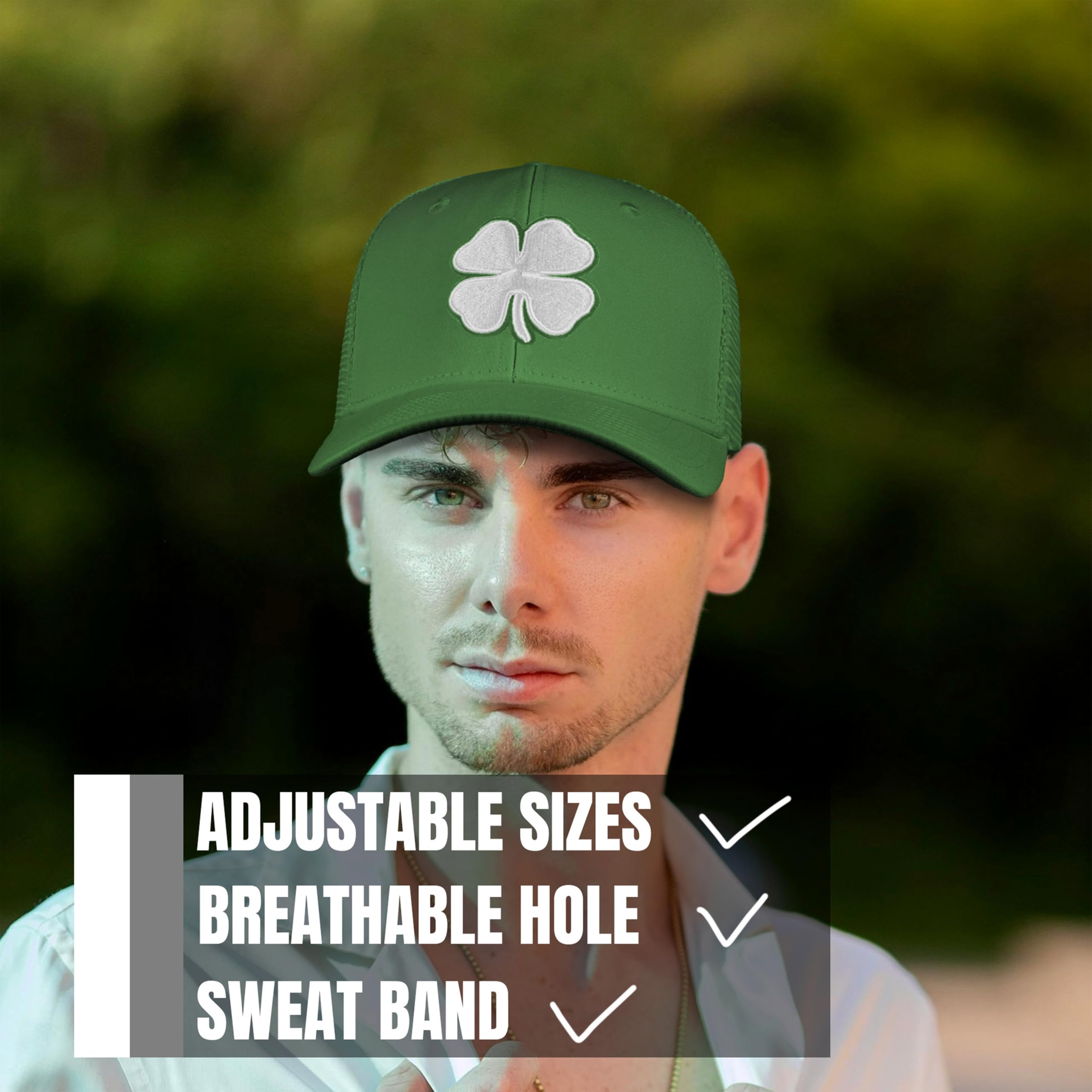 Stylish Clover Hats for Men & Women - Black 4-Leaf Lucky Golf & Baseball Cap - Perfect for Golfing, Outdoor Sports & Everyday Fashion