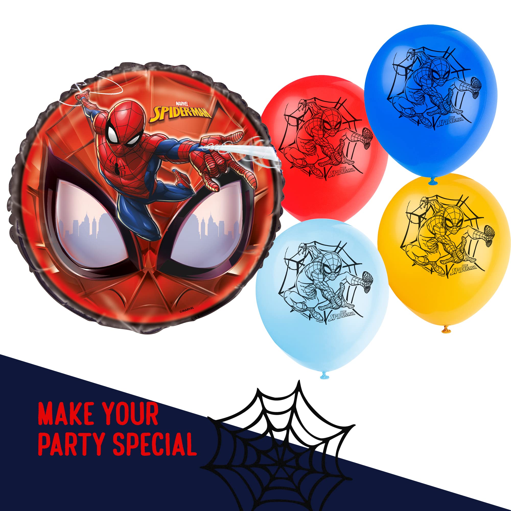 Spider-Man Birthday Party Balloons Kit - 19pcs Latex & Foil Balloons with Spidey Design for Superhero Decorations | Perfect for Birthday Parties, Balloon Arches, Garland & Party Favors | Superhero Theme Party Supplies for Kids & Adults