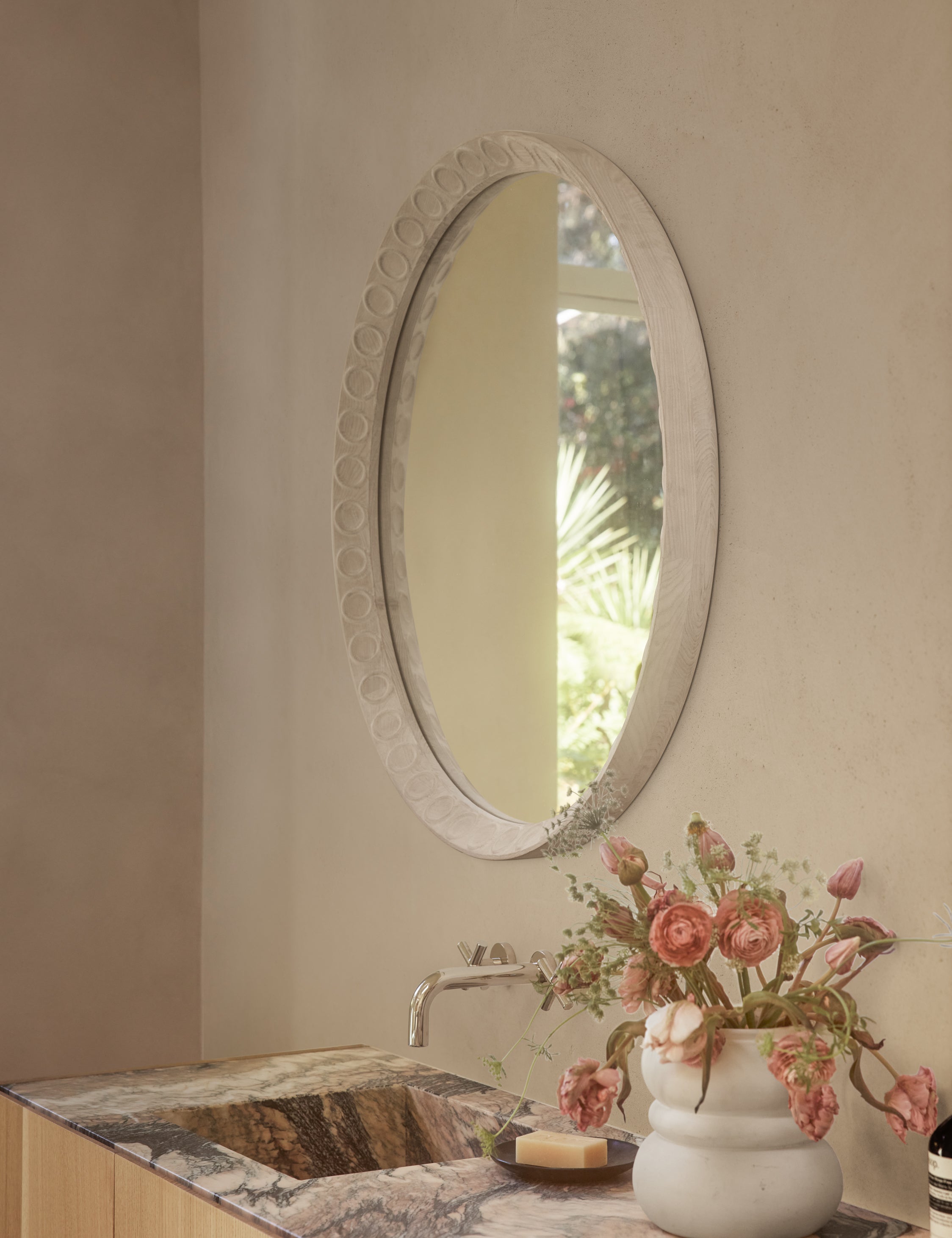 Round Wall Mirror with Rope Hanging - Decorative Boho Circle Mirror for Living Room, Bedroom, Bathroom & Entryway Decor