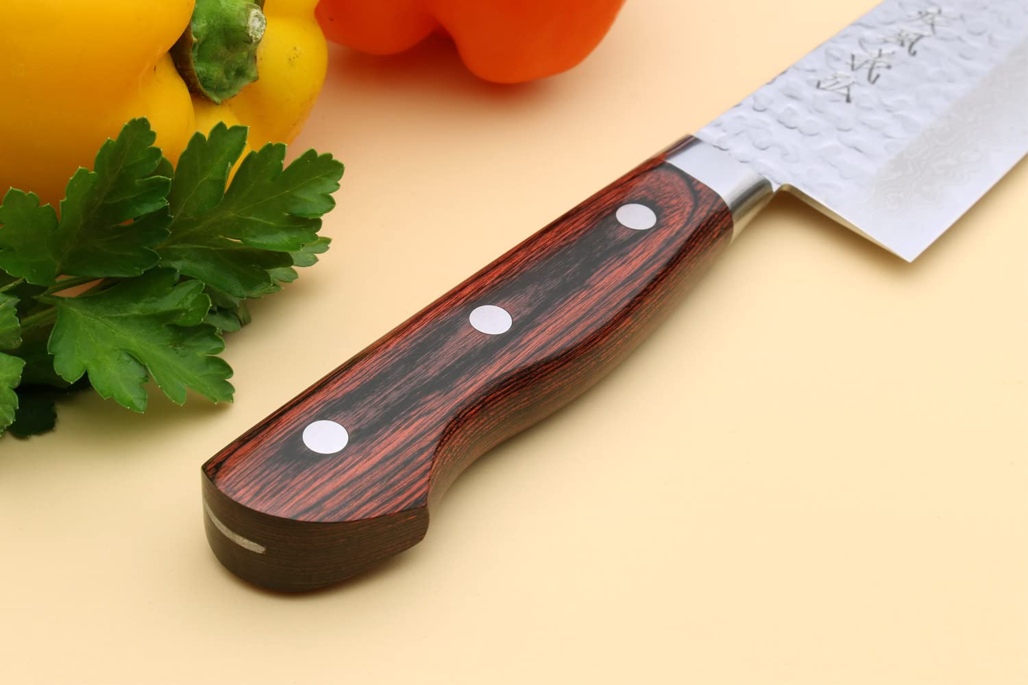 Yoshihiro VG10 16 Layer Hammered Damascus Nakiri Knife 6.5