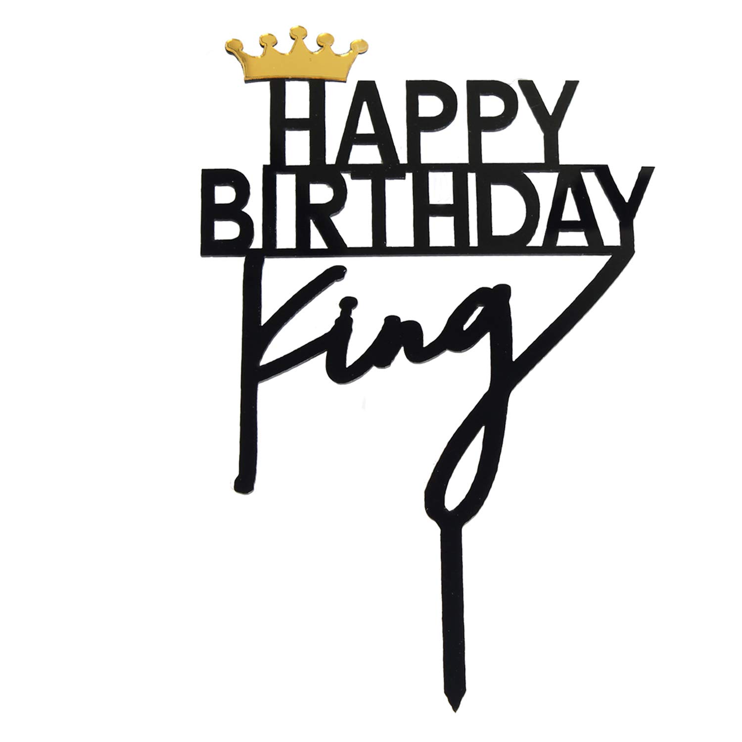 Custom Acrylic Happy Birthday Cake Topper - Elegant King Crown Design for Birthday Party Decorations | Perfect for Wedding, Anniversary, and Special Celebration Cakes