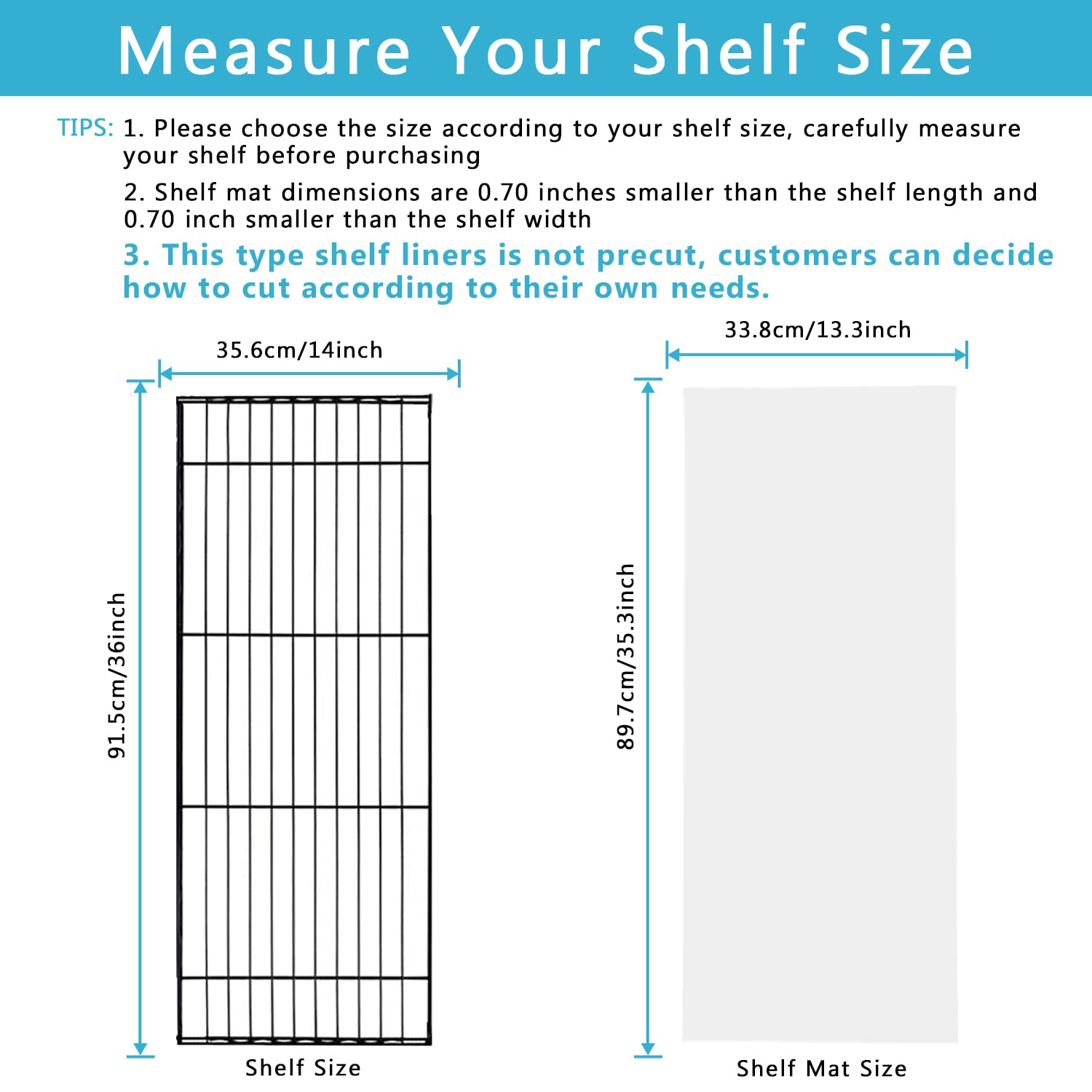 HooTown 5-Pack Clear Frosted Plastic Shelf Liners - 36