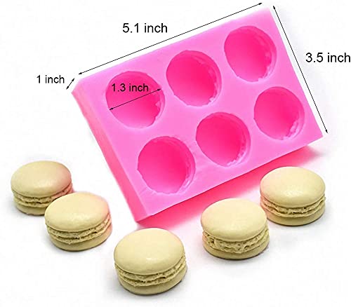6-Cavity 3D Macaron Silicone Mold for Baking - DIY Fondant, Chocolate, Candy, Soap, Bath Bomb & Cupcake Decorations - Perfect for Desserts, Party Treats & Cake Toppers