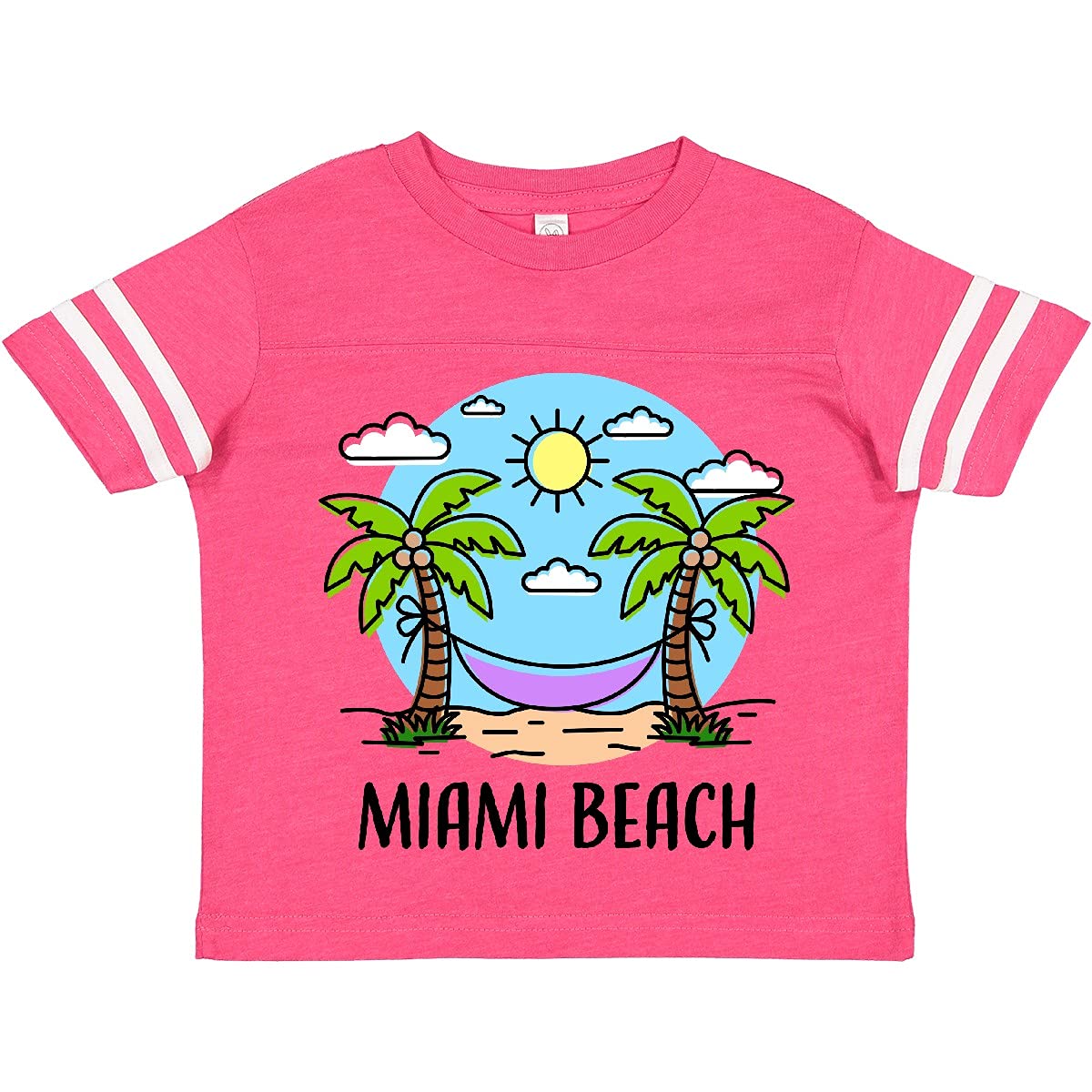 Inktastic Summer Vacation in Miami Beach Toddler T-Shirt - Fun Kids Beach Outfit for Boys & Girls - Perfect for Vacations, Pool Parties & Family Trips